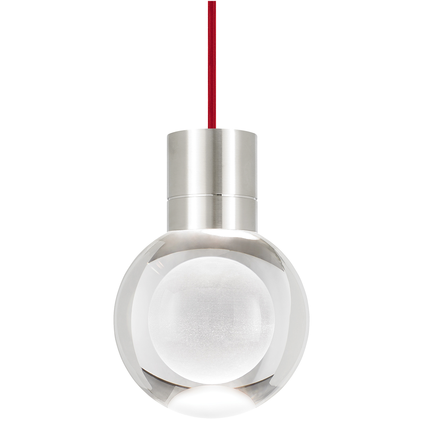 Mina Pendant 1-Light Clear Satin Nickel Red Cord LED 90 CRI 3000k 120V
