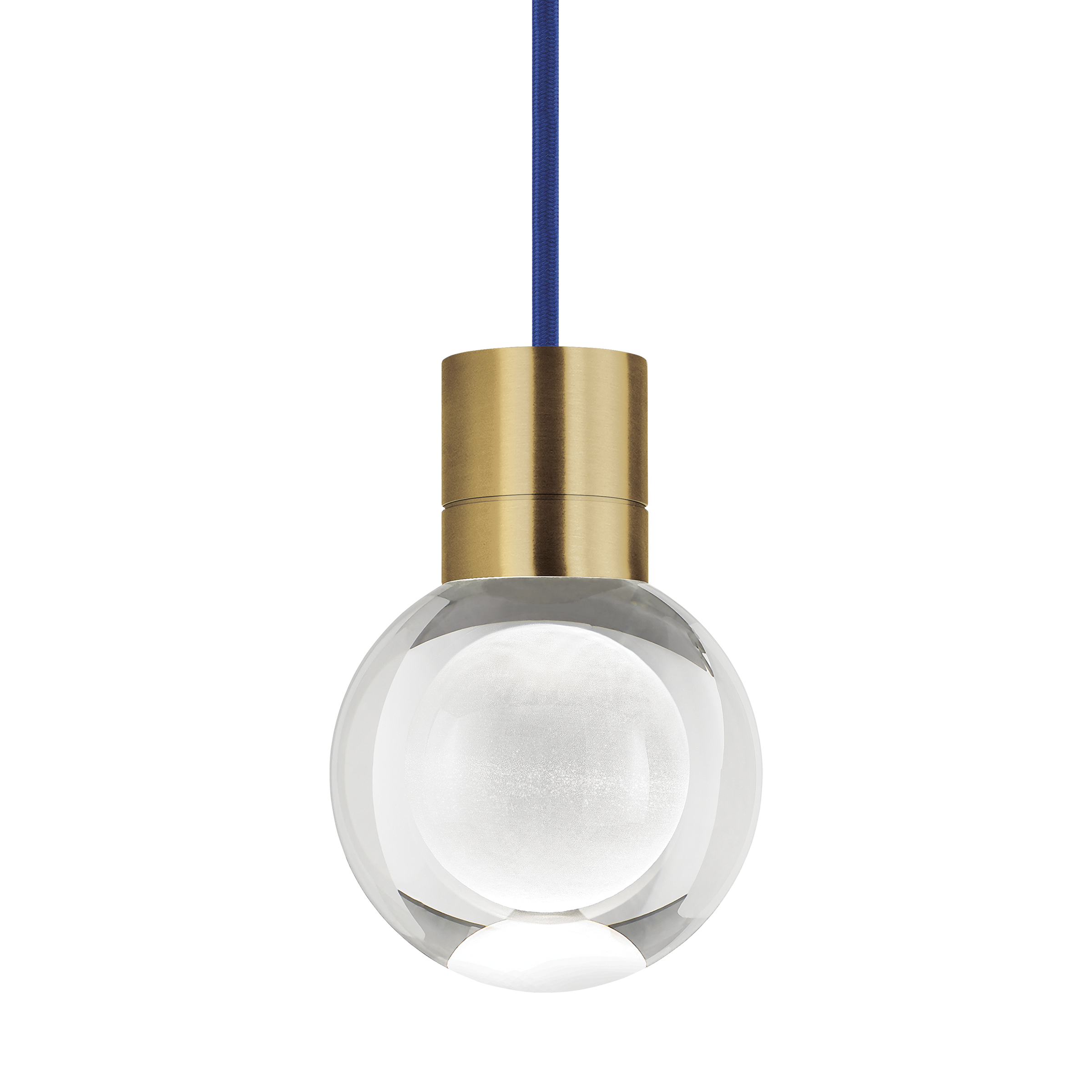 Mina Pendant 1-Light Clear Natural Brass Blue Cord LED 90 CRI 3000k 120V