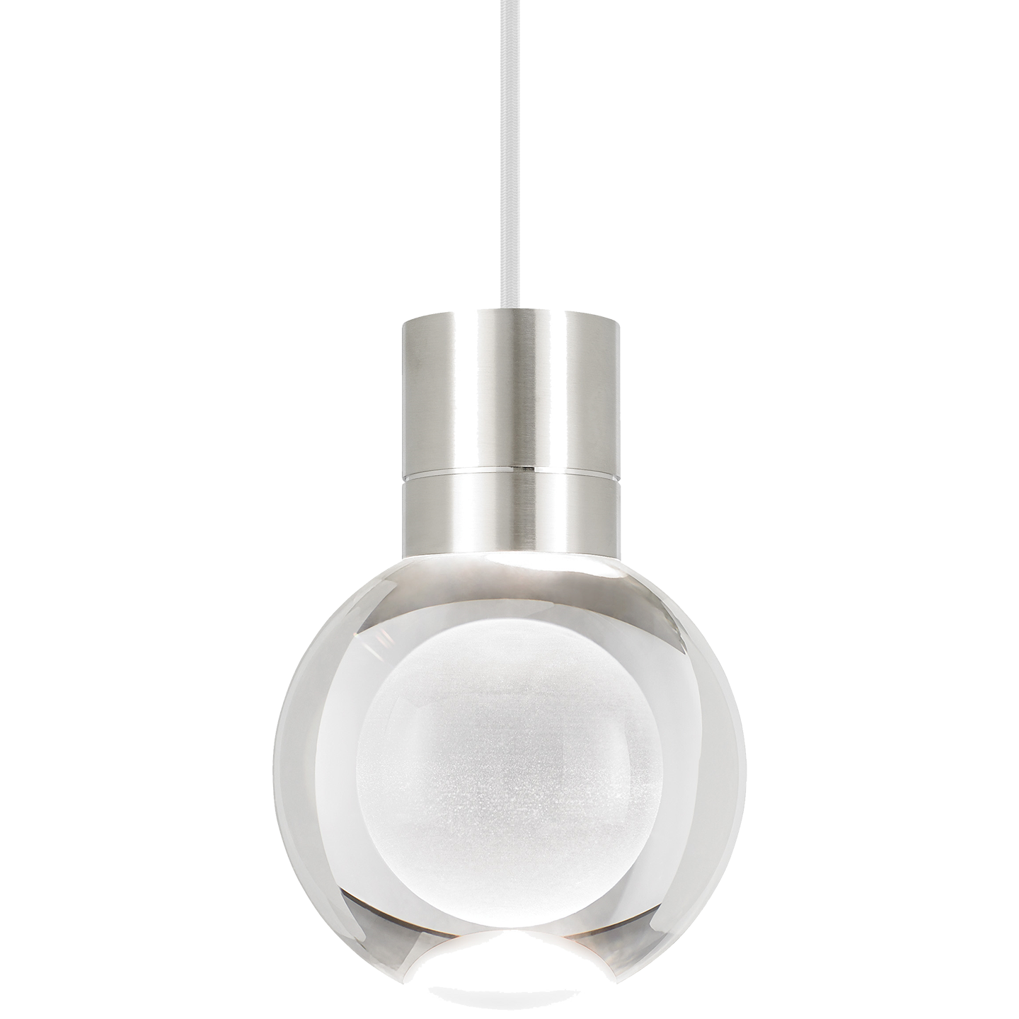 Mina Pendant 1-Light Clear Satin Nickel White Cord LED 90 CRI 2200k 120V