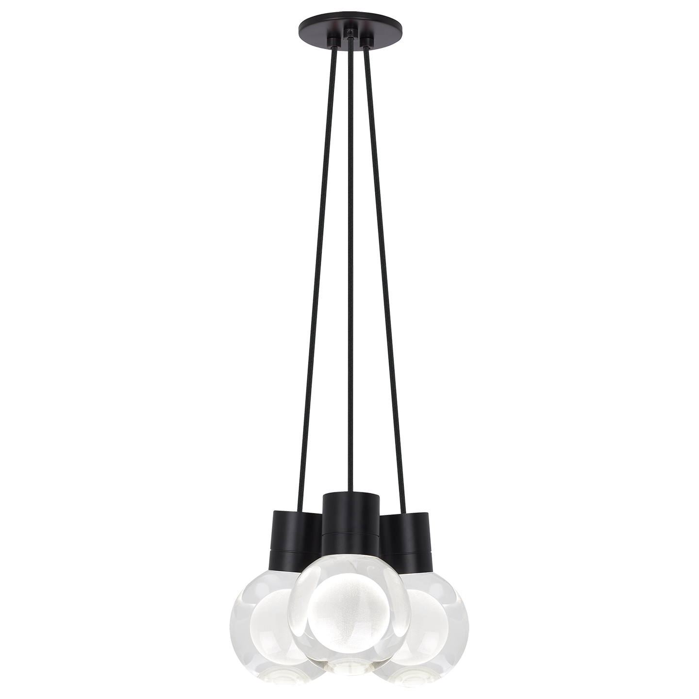 Mina 3-Light Chandelier in Black with Black Cord 2700K