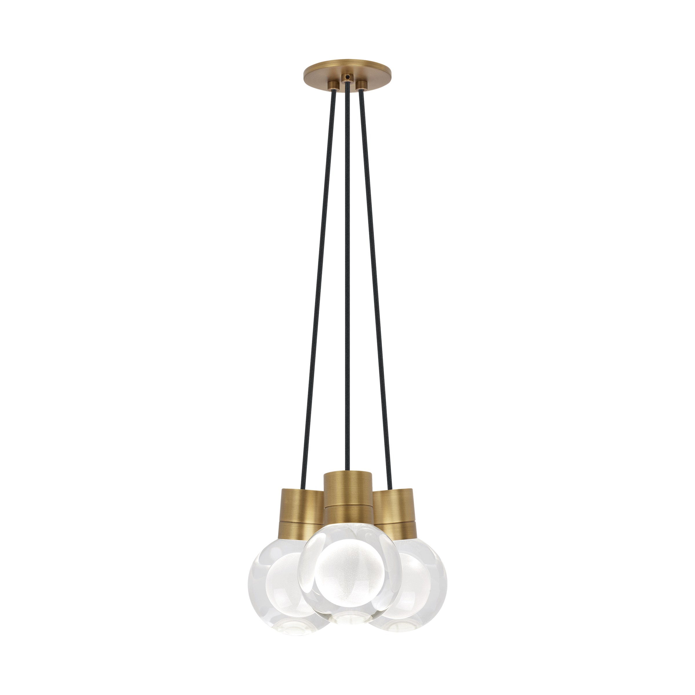 Mina 3-Light Chandelier in Natural Brass with Black Cord 2700K