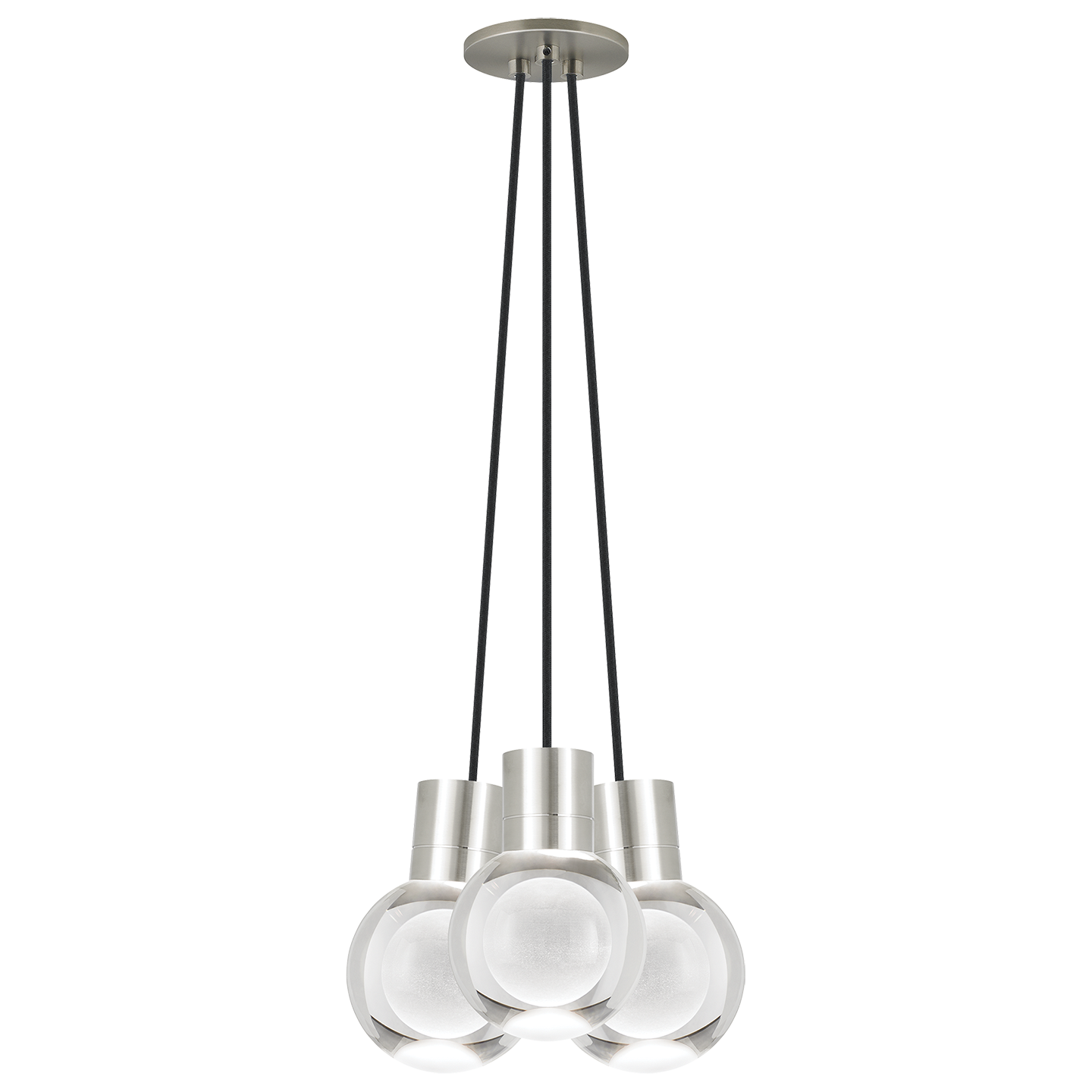 Mina 3-Light Chandelier in Satin Nickel with Black Cord 2700K
