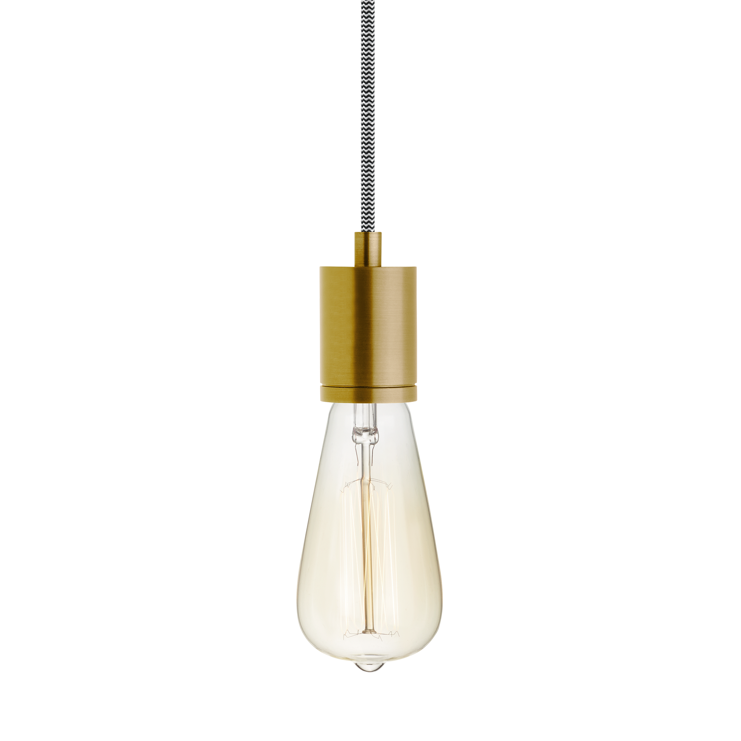 SoCo Pendant Modern Socket Black/White Cord natural brass 