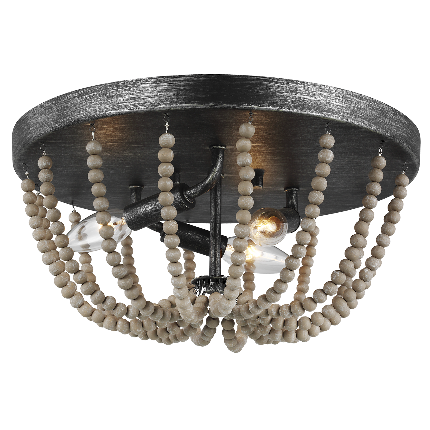 Oglesby Three Light Flush Mount Washed Pine