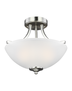 Geary Small Two Light Semi-Flush Convertible Pendant Brushed Nickel