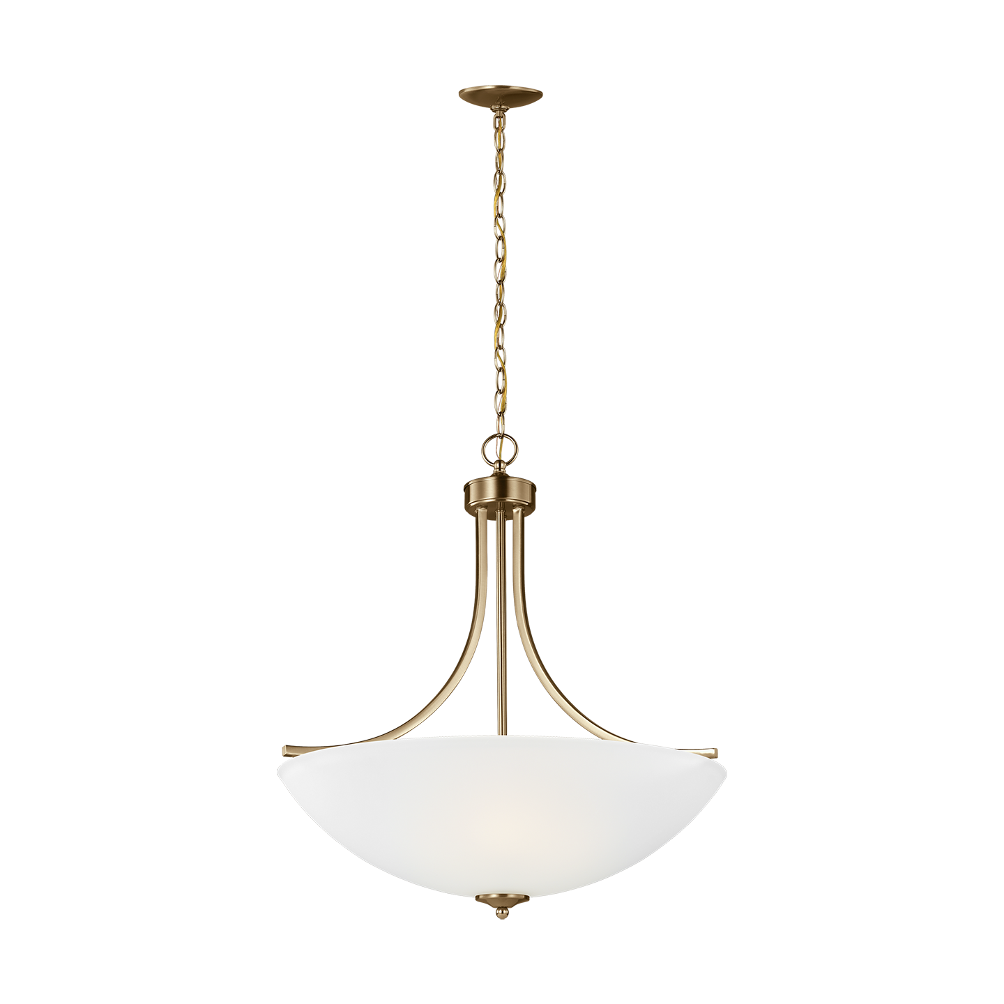 Geary Large Four Light Semi-Flush Convertible Pendant Satin Brass