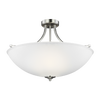 Geary Large Four Light Semi-Flush Convertible Pendant Brushed Nickel Bulbs Inc