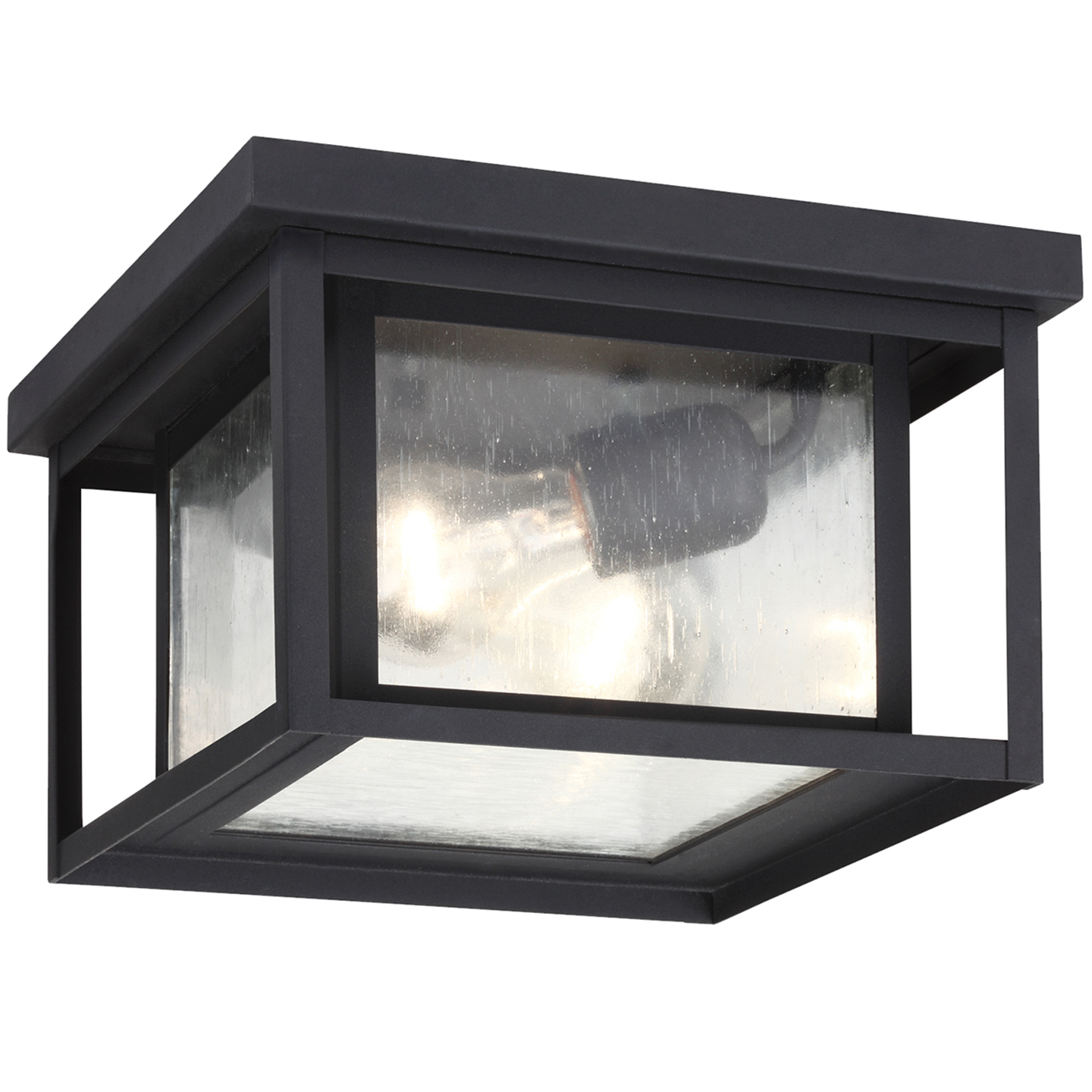 Hunnington Square Flush Mount in Black with Clear Seeded Glass Panels Bulb(s) Included