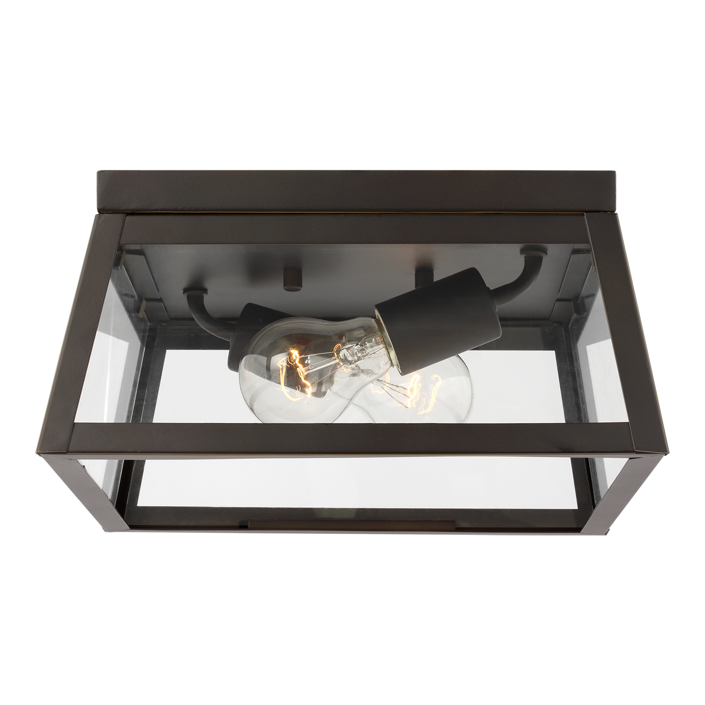 Founders Flush Mount in Antique Bronze Frosted Bulb