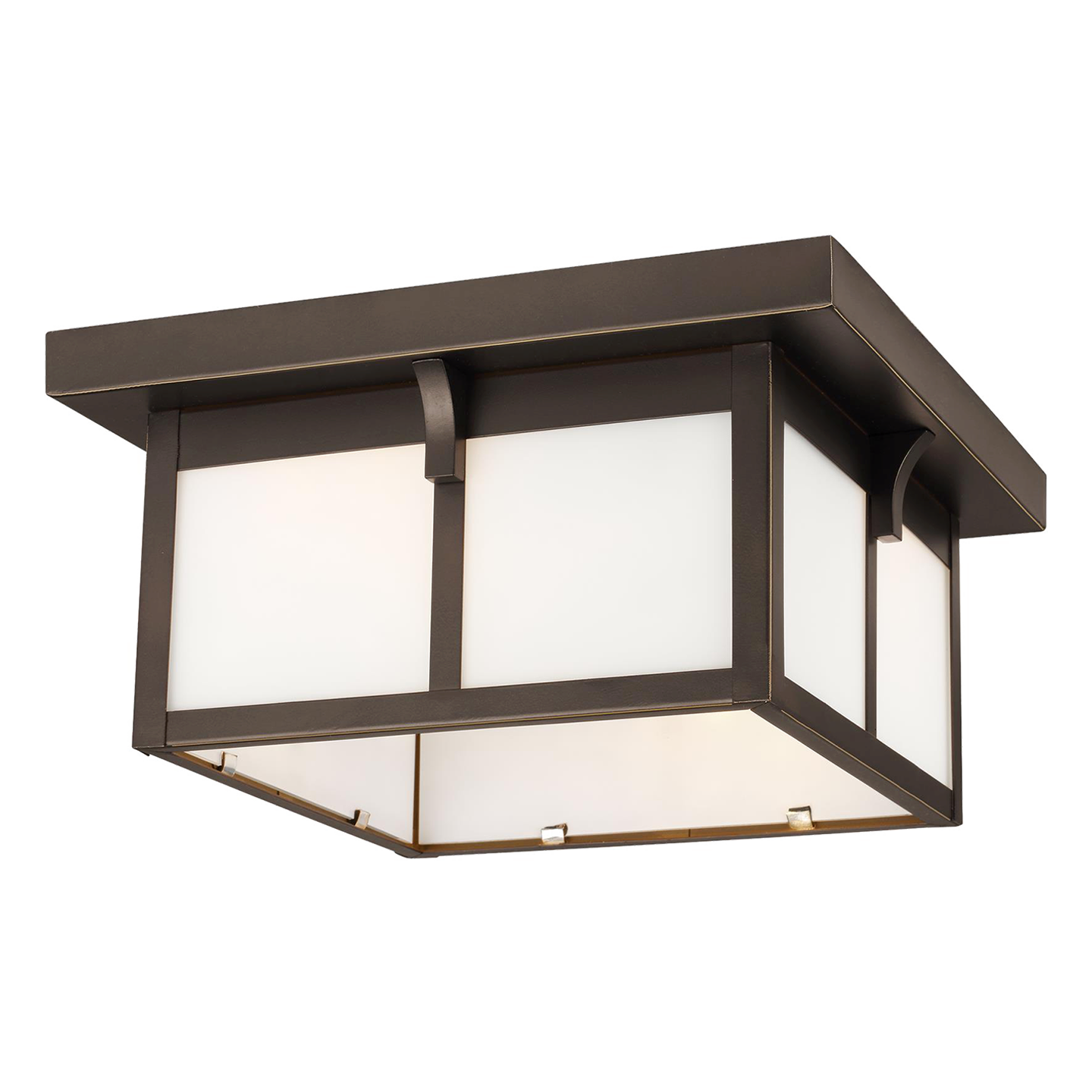 Tomek 2-Light Flush Mount in Antique Bronze with Etched Glass / White Inside Bulb(s) Included