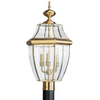 Lancaster Three Light Outdoor Post Lantern Polished Brass