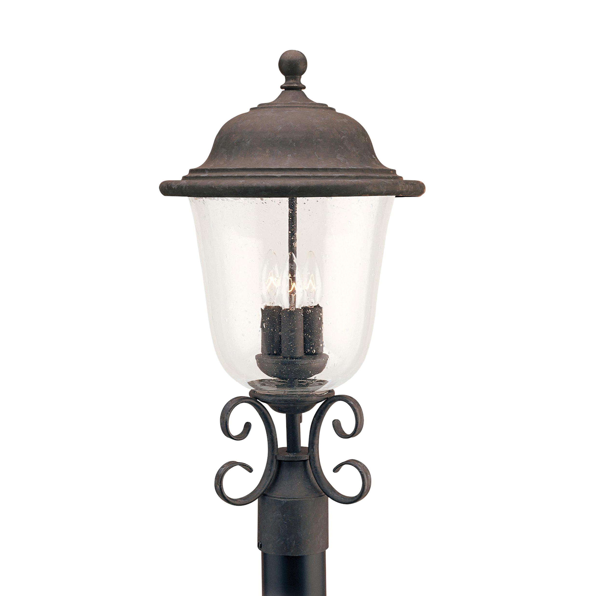 Trafalgar Three Light Outdoor Post Lantern Oxidized Bronze Bulbs Inc
