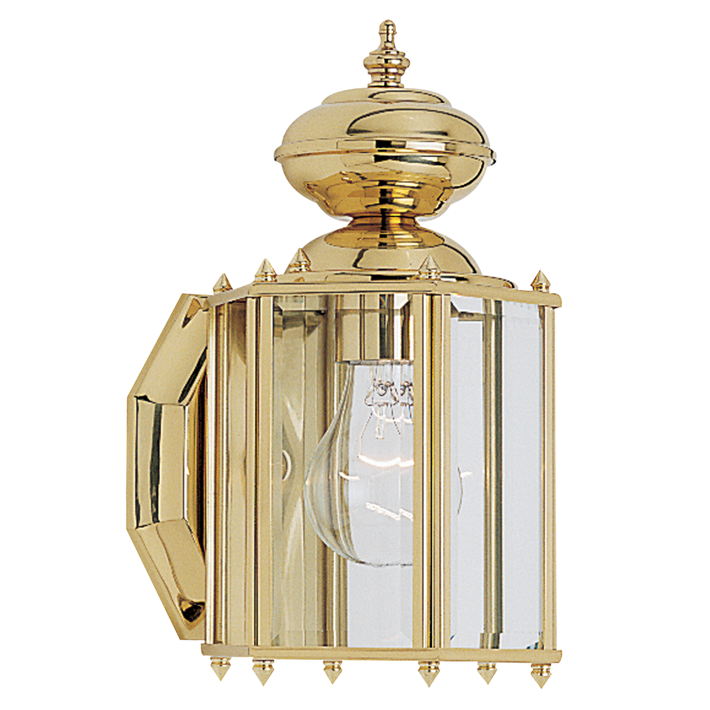 Classico One Light Small Outdoor Wall Lantern Polished Brass Clear Bulbs Inc