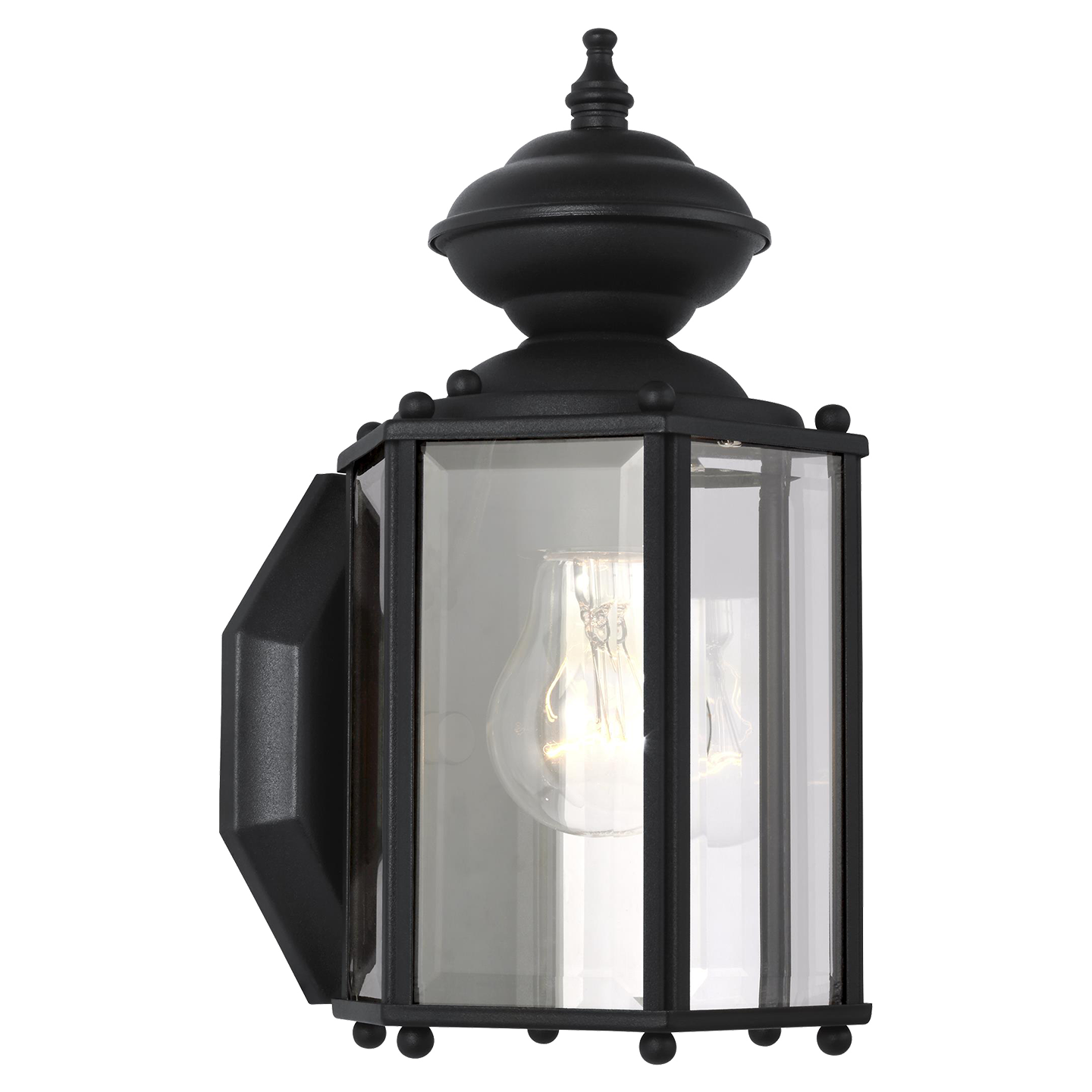 Classico One Light Small Outdoor Wall Lantern Black Clear Bulbs Inc