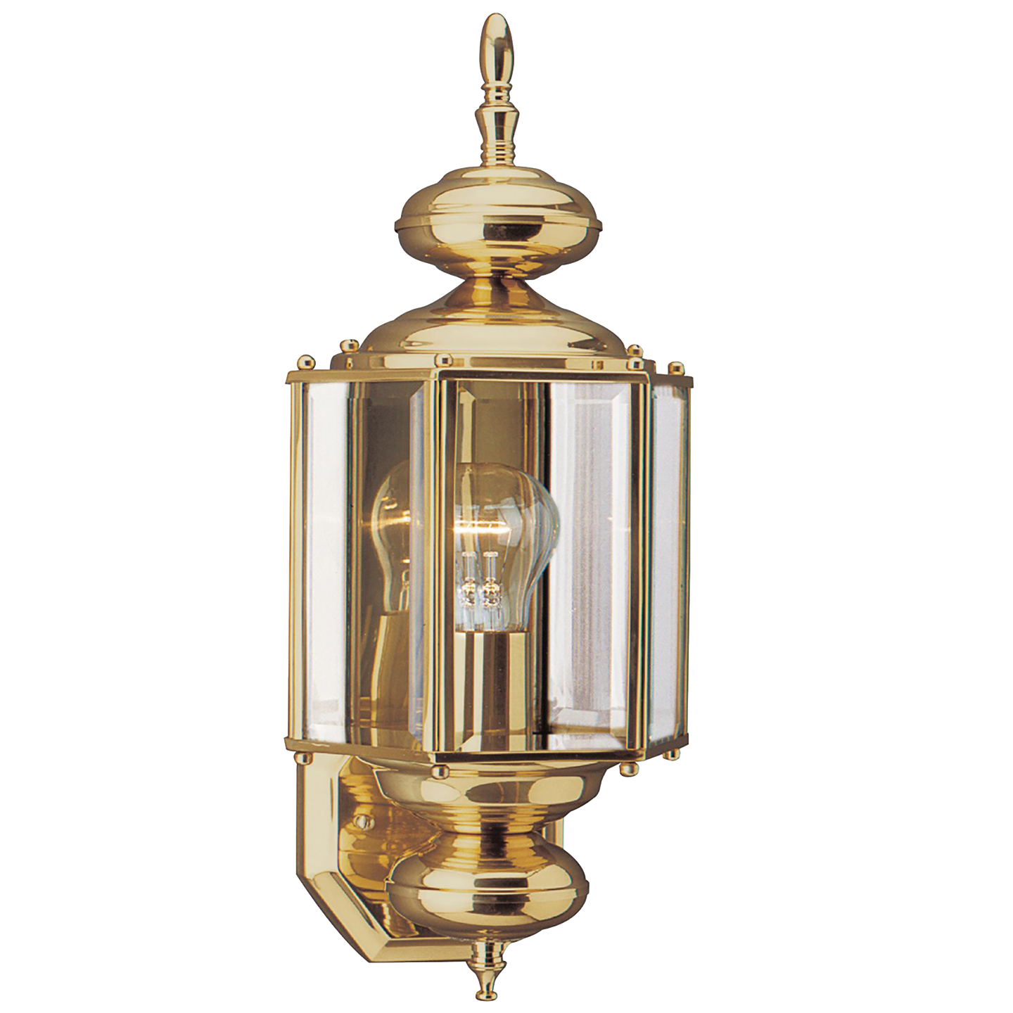 Classico One Light Large Outdoor Wall Lantern Polished Brass Clear Bulbs Inc