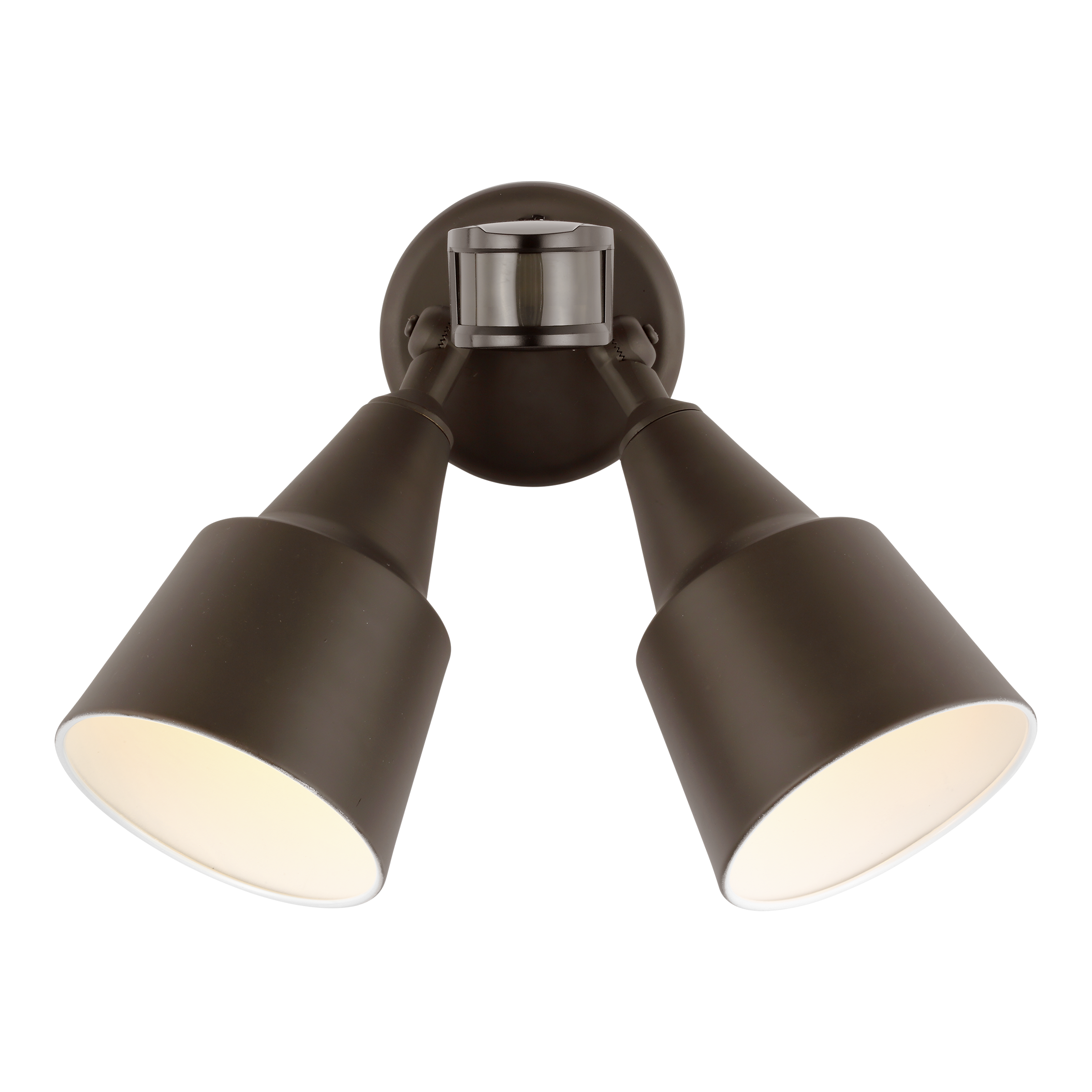 Two Light Flood with Photo and Motion Sensor Antique Bronze Bulbs Inc