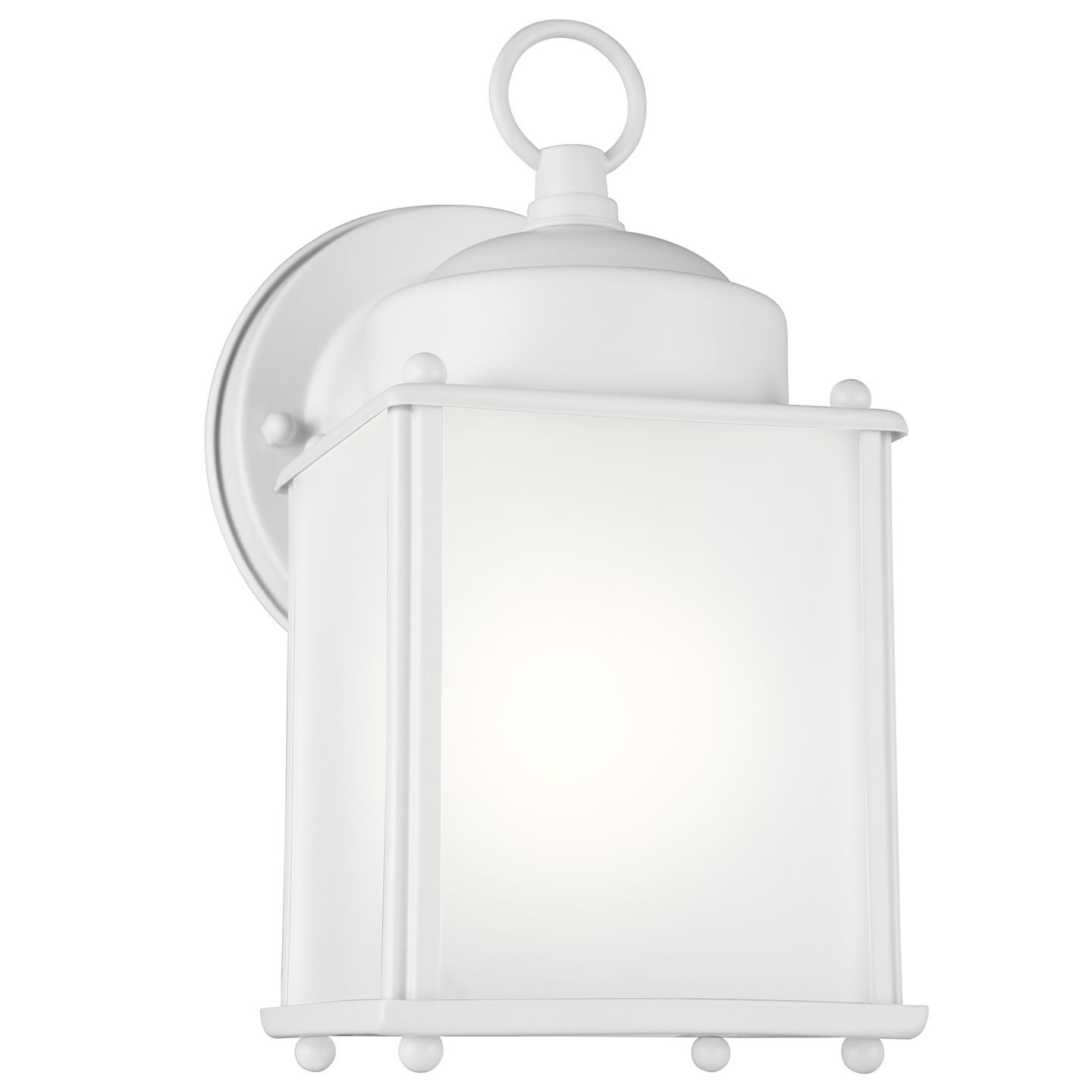 New Castle One Light Small Outdoor Wall Lantern Satin Etched Glass White