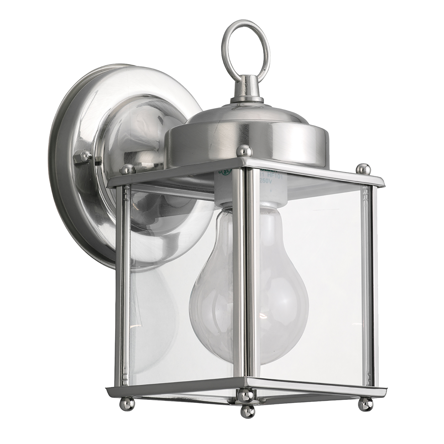New Castle One Light Small Outdoor Wall Lantern Antique Brushed Nickel Clear Bulbs Included
