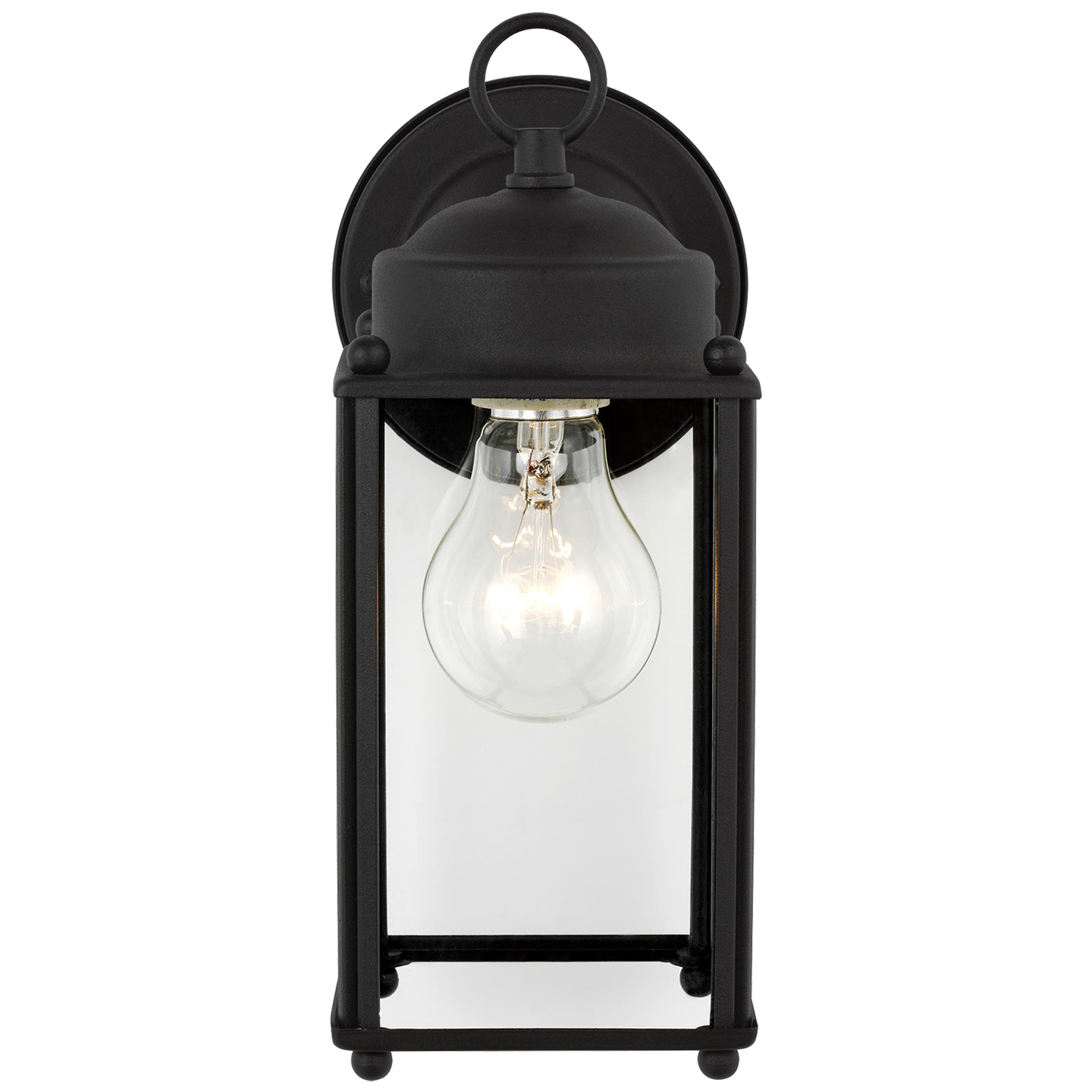 New Castle Medium Wall Lantern in Black with Clear Glass Panels Bulb(s) Included