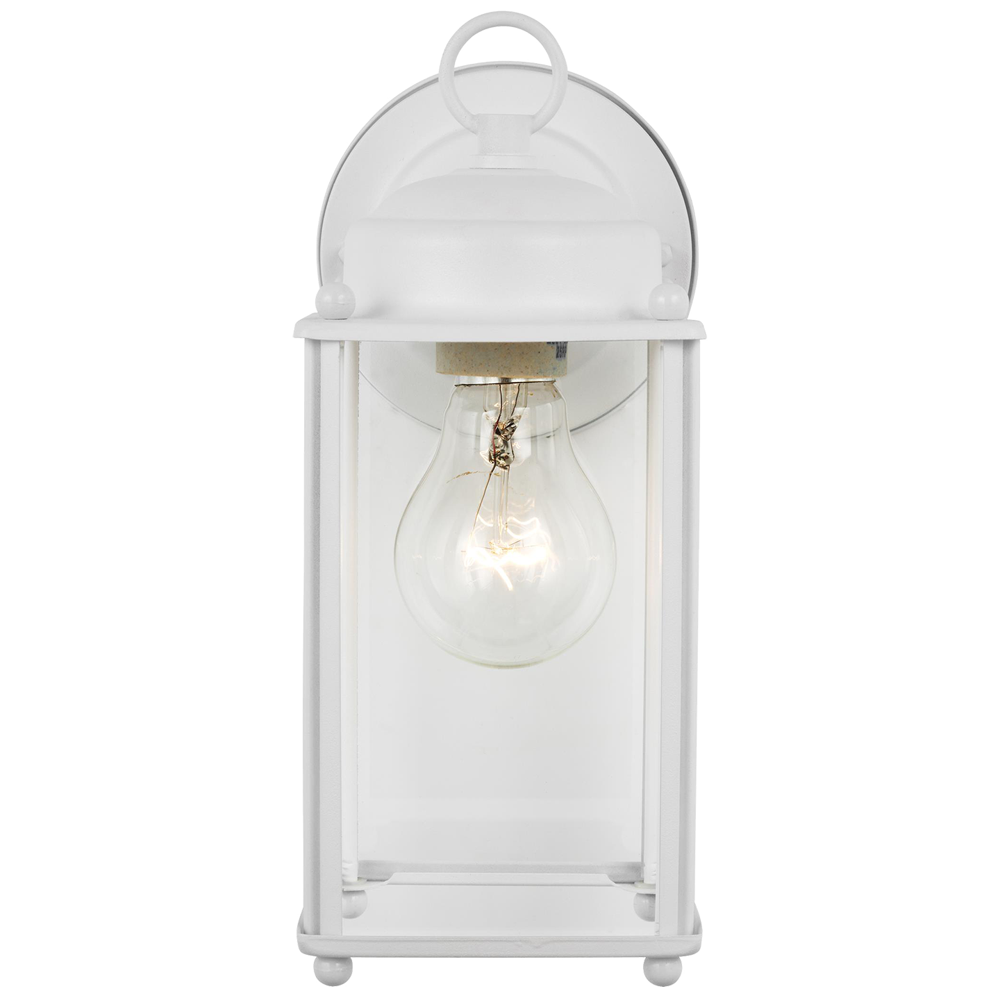New Castle Medium Wall Lantern in White with Clear Glass Panels Bulb(s) Included