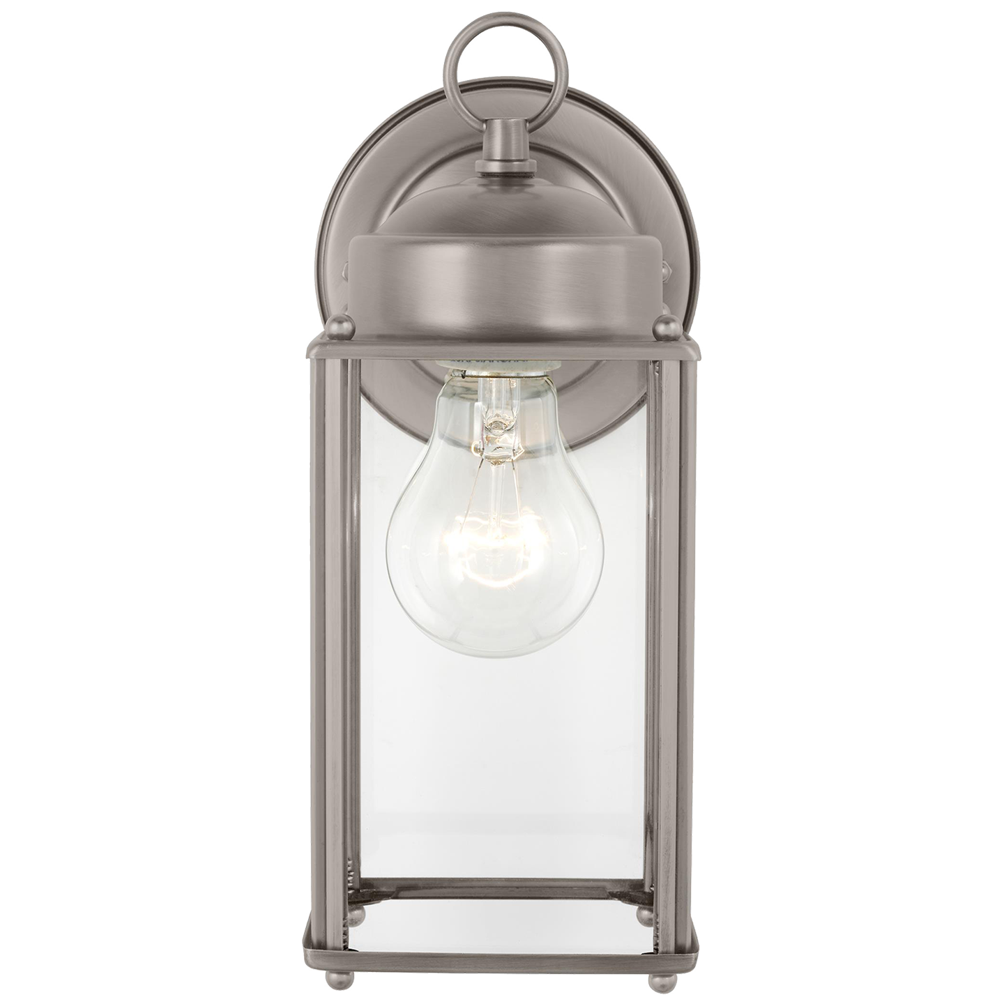 New Castle Medium Wall Lantern in Antique Brushed Nickel with Clear Glass Panels Bulb(s) Included
