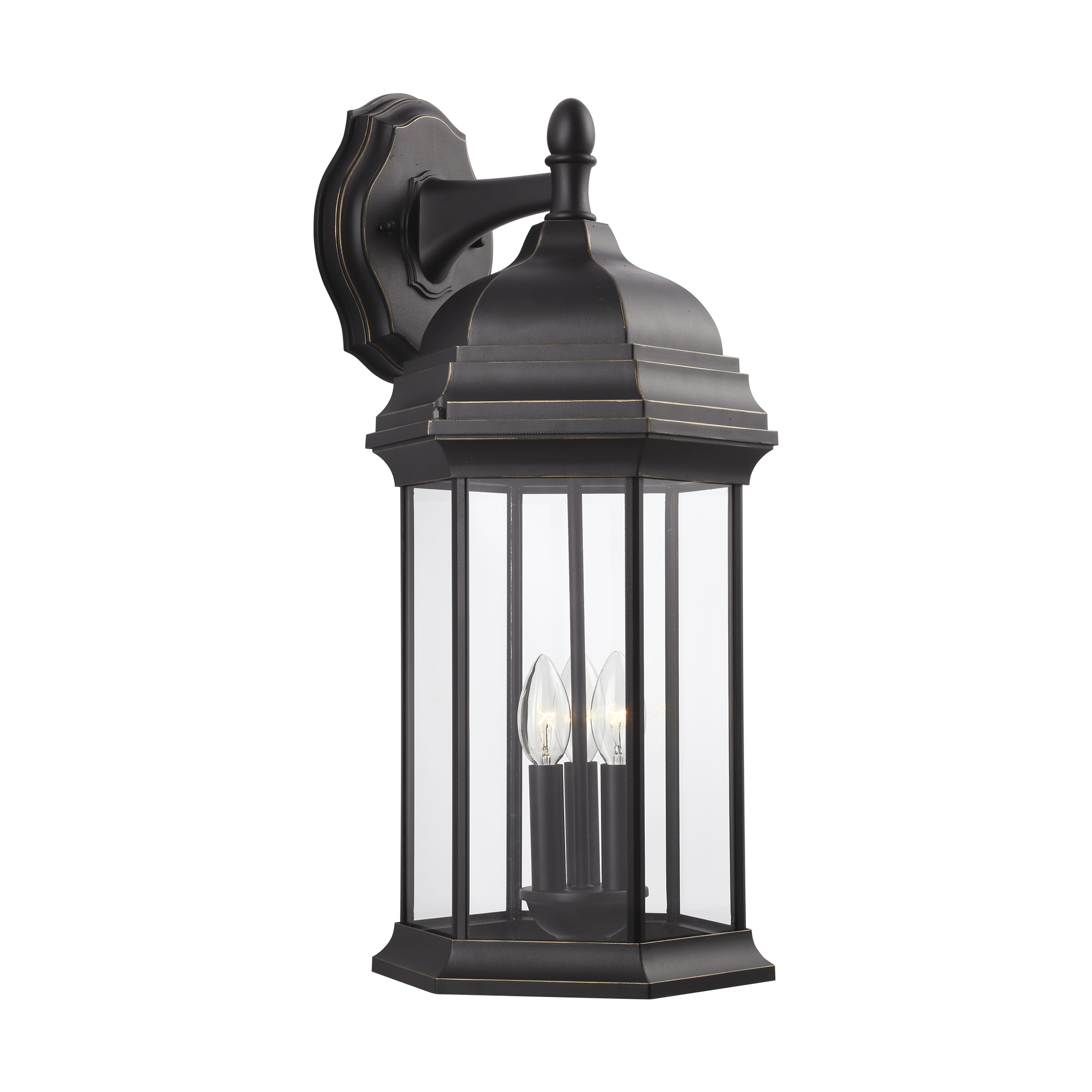 Sevier Extra Large Downlight Wall Lantern in Antique Bronze with Clear Glass Panels Bulb(s) Included