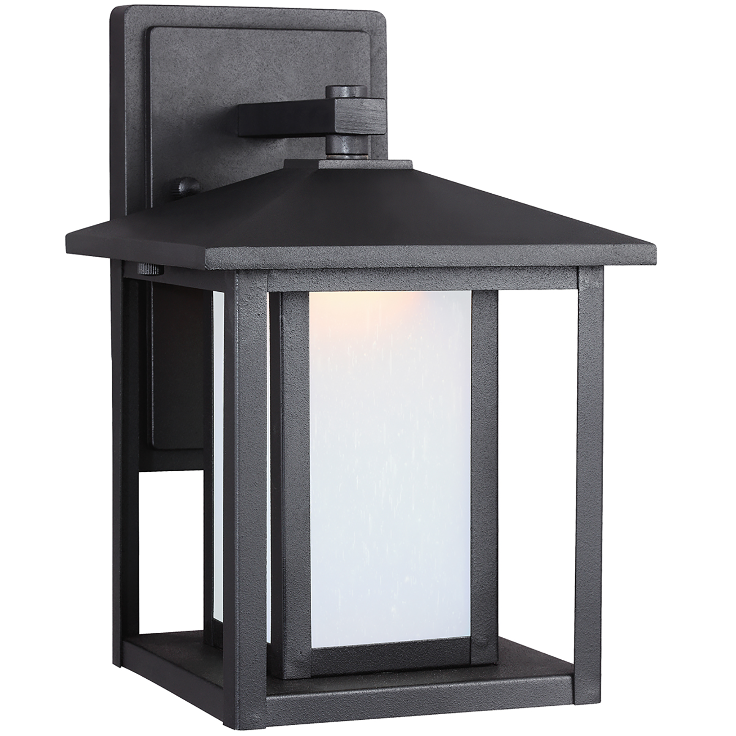 Hunnington Small Wall Lantern in Black with Etched Seeded Glass Panels Bulb(s) Not Included