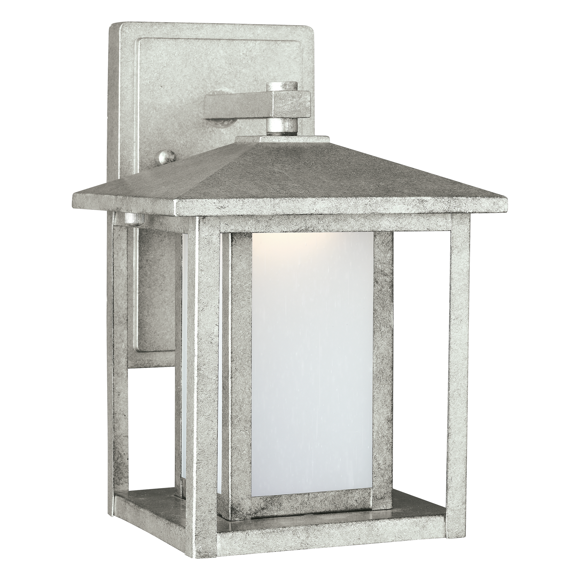 Hunnington Small Wall Lantern in Weathered Pewter with Etched Seeded Glass Panels Dedicated LED