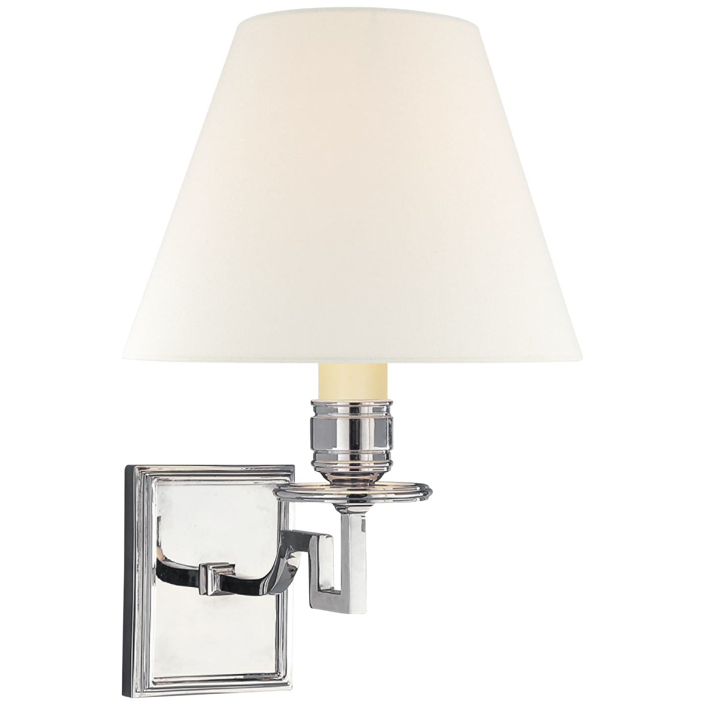 Dean Single Arm Sconce in Polished Nickel with Linen Shade Open Box