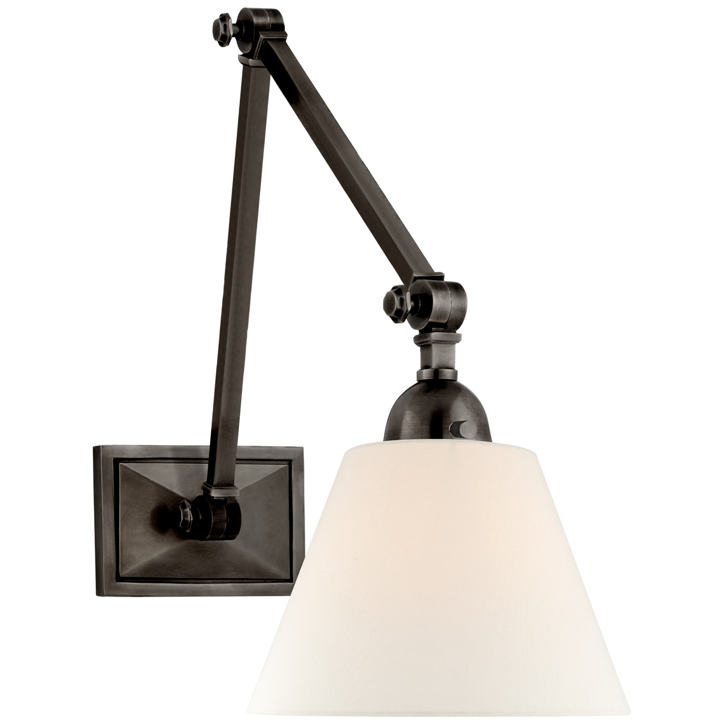 Jane Double Library Wall Light in Gun Metal with Linen Shade Open Box