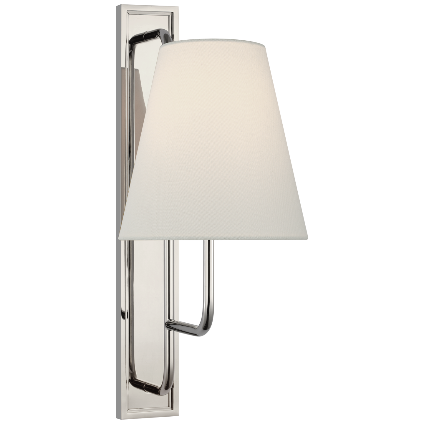 Rui Tall Sconce in Polished Nickel with Linen Shade Open Box