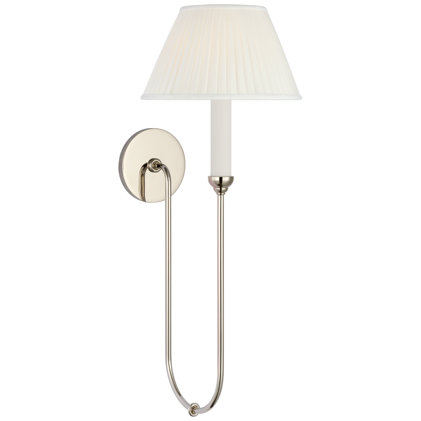 Ingela 24" Single Sconce in Polished Nickel with Silk Pleat Shade