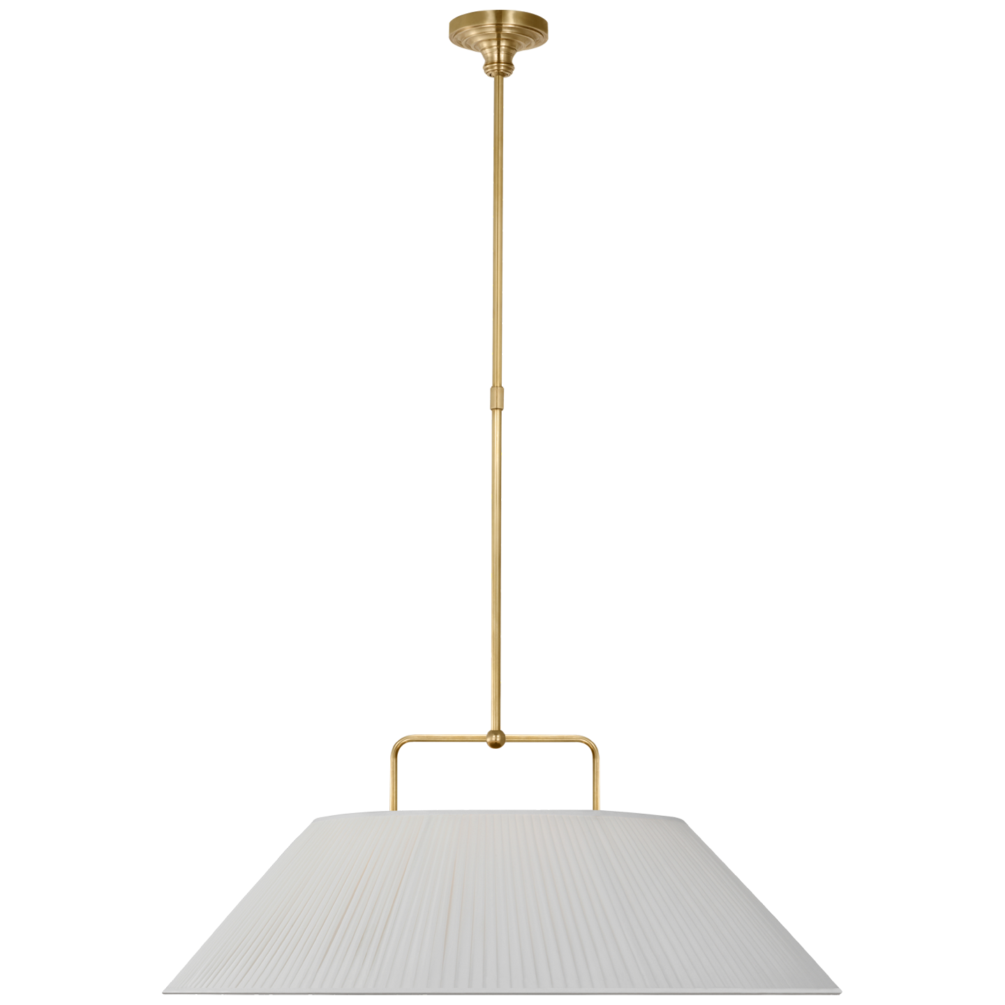 Serrato 33" Hanging Shade in Hand-Rubbed Antique Brass with Silk Pleat Shade