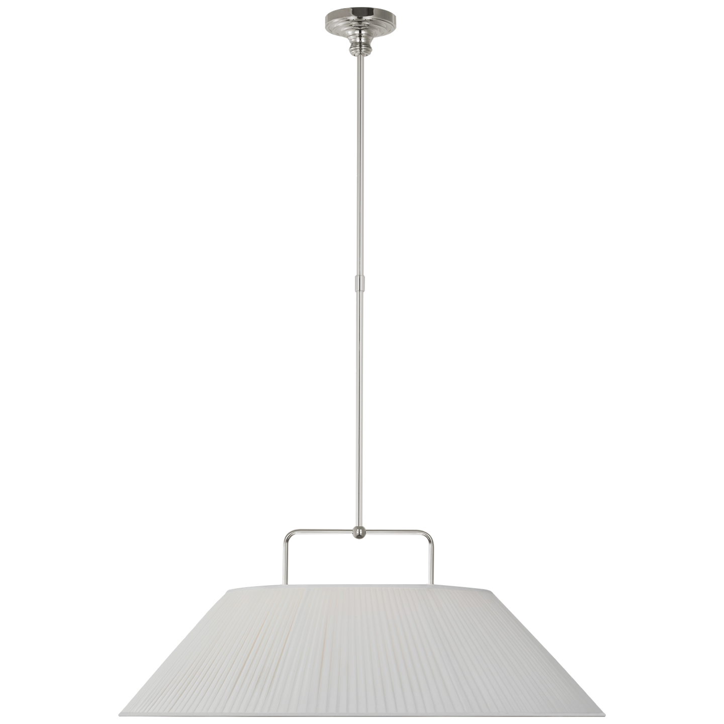 Serrato 33" Hanging Shade in Polished Nickel with Silk Pleat Shade