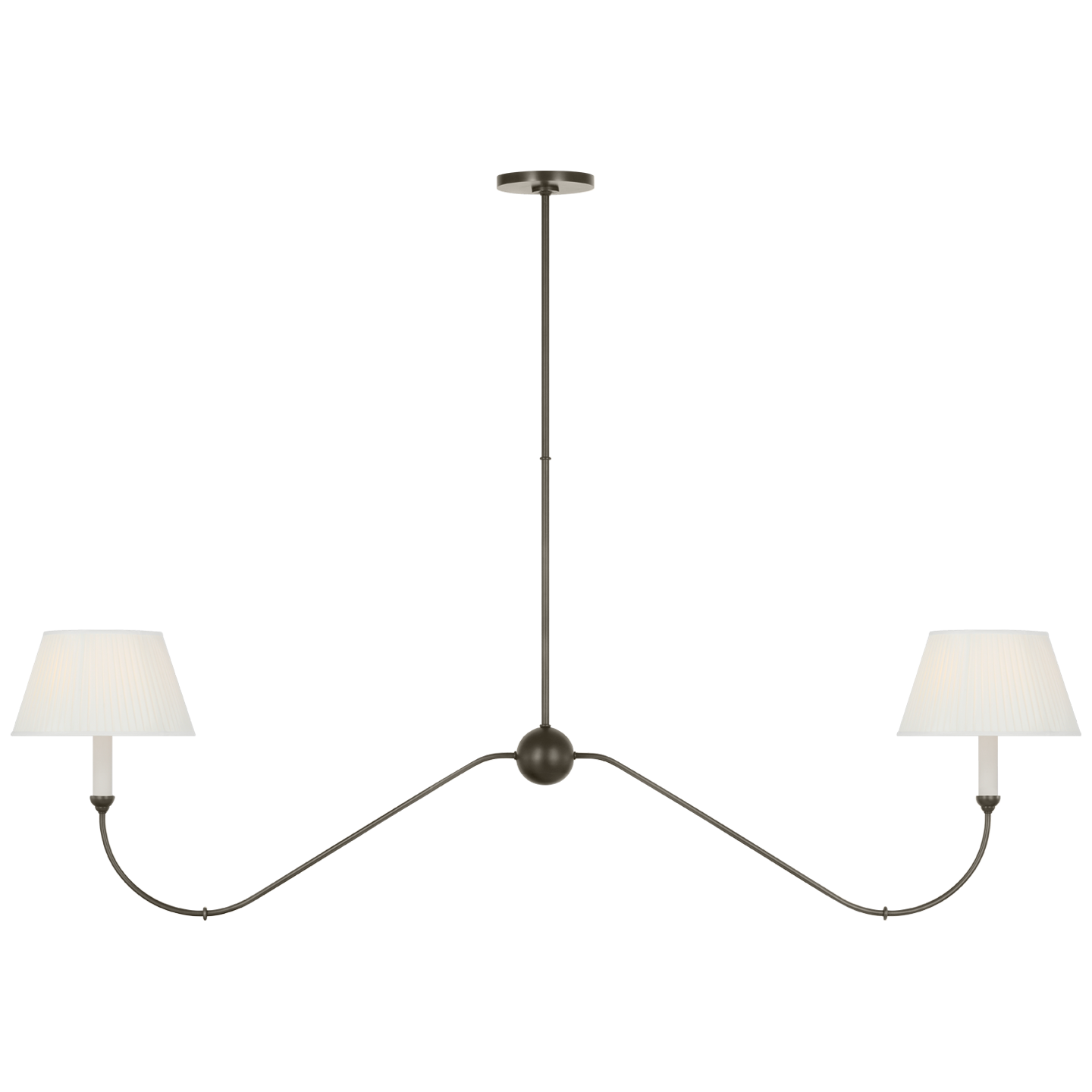 Ingela 65" Linear Chandelier in Modern Iron with Silk Pleat Shades