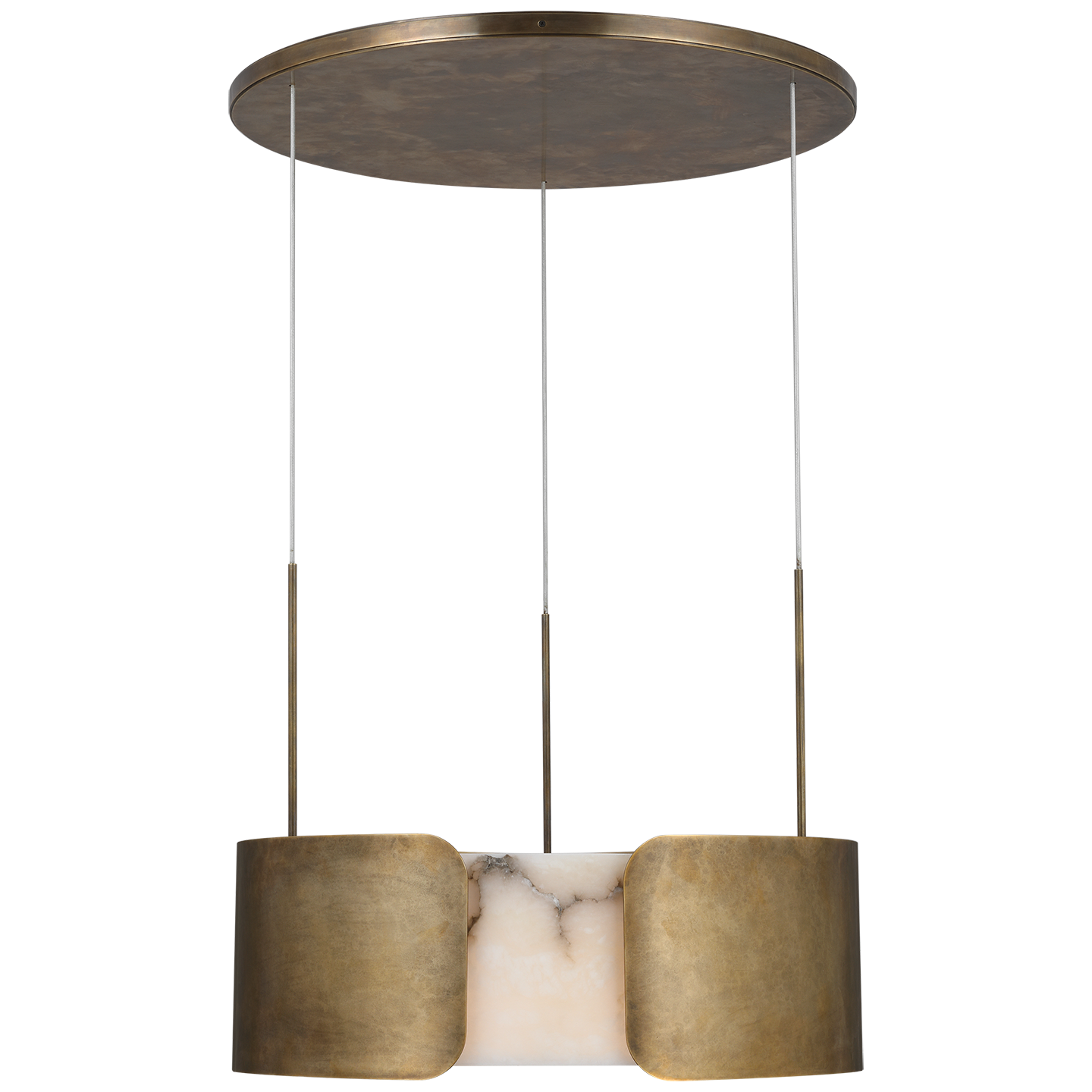 Armise 28" Drum Chandelier in Mottled Brass with Alabaster