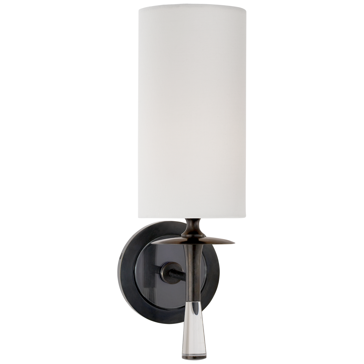 Drunmore Single Sconce in Bronze and Crystal with Linen Shade Open Box