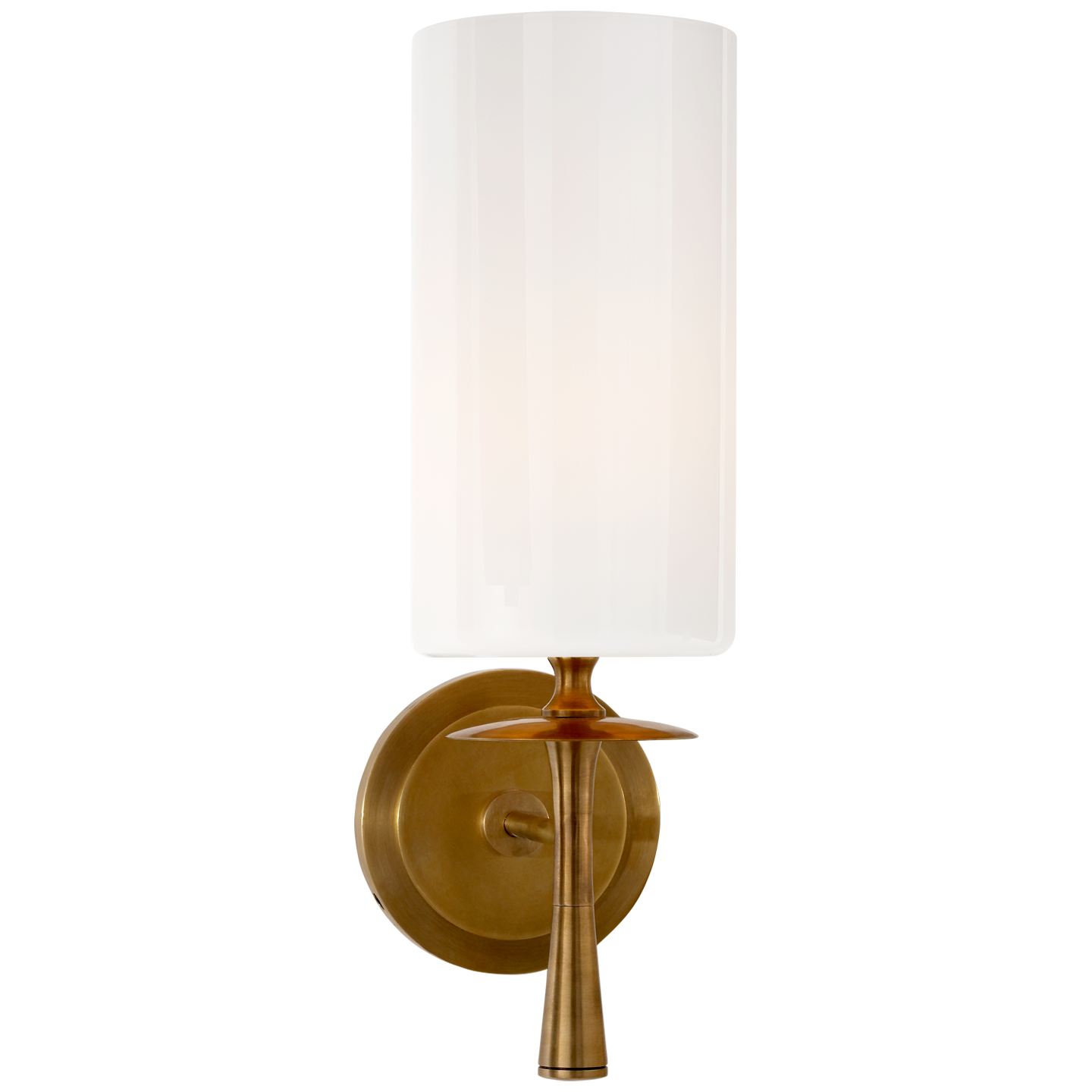 Drunmore Single Sconce in Hand-Rubbed Antique Brass with White Glass Shade Open Box