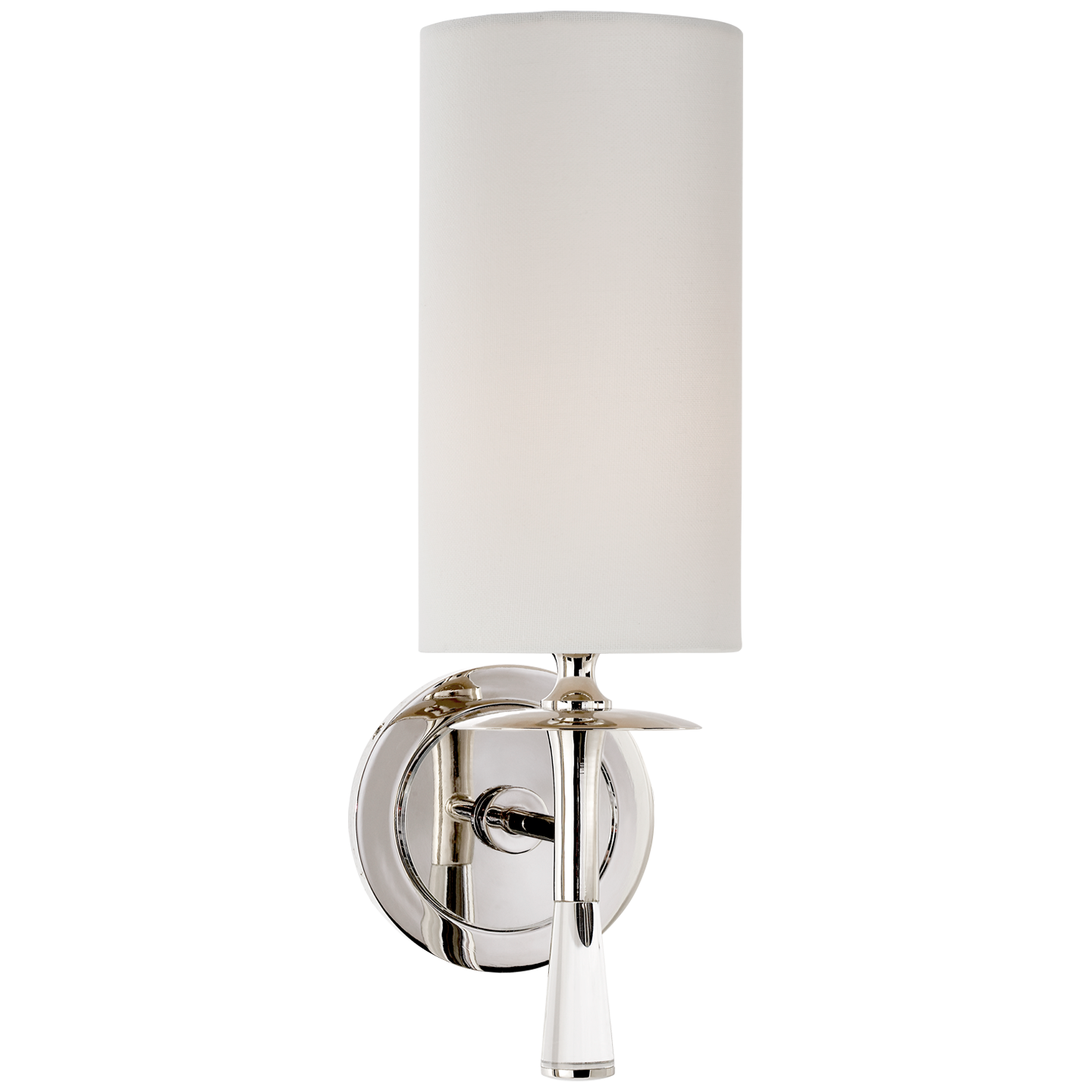 Drunmore Single Sconce in Polished Nickel and Crystal with Linen Shade Open Box