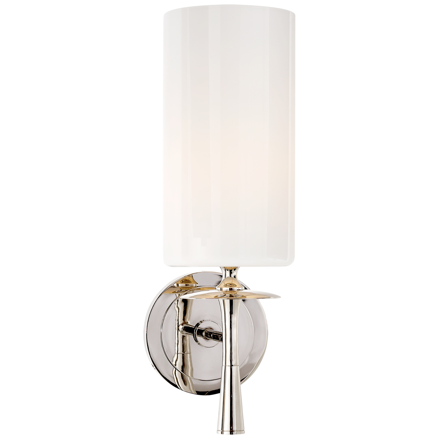 Drunmore Single Sconce in Polished Nickel with White Glass Shade Open Box