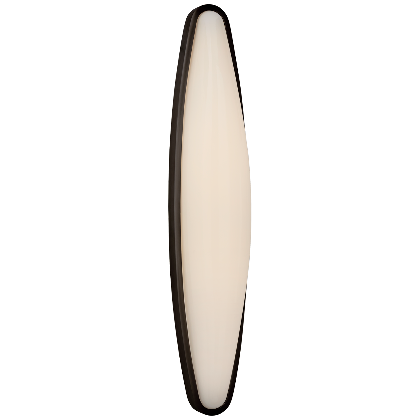 The art deco-inspired Ezra by AERIN brings style to narrow spaces with its elongated, rounded form. Bronze, polished nickel or antique brass finishings envelope white glass, which emits an ambient glow that's ideal for bathrooms or hallways.