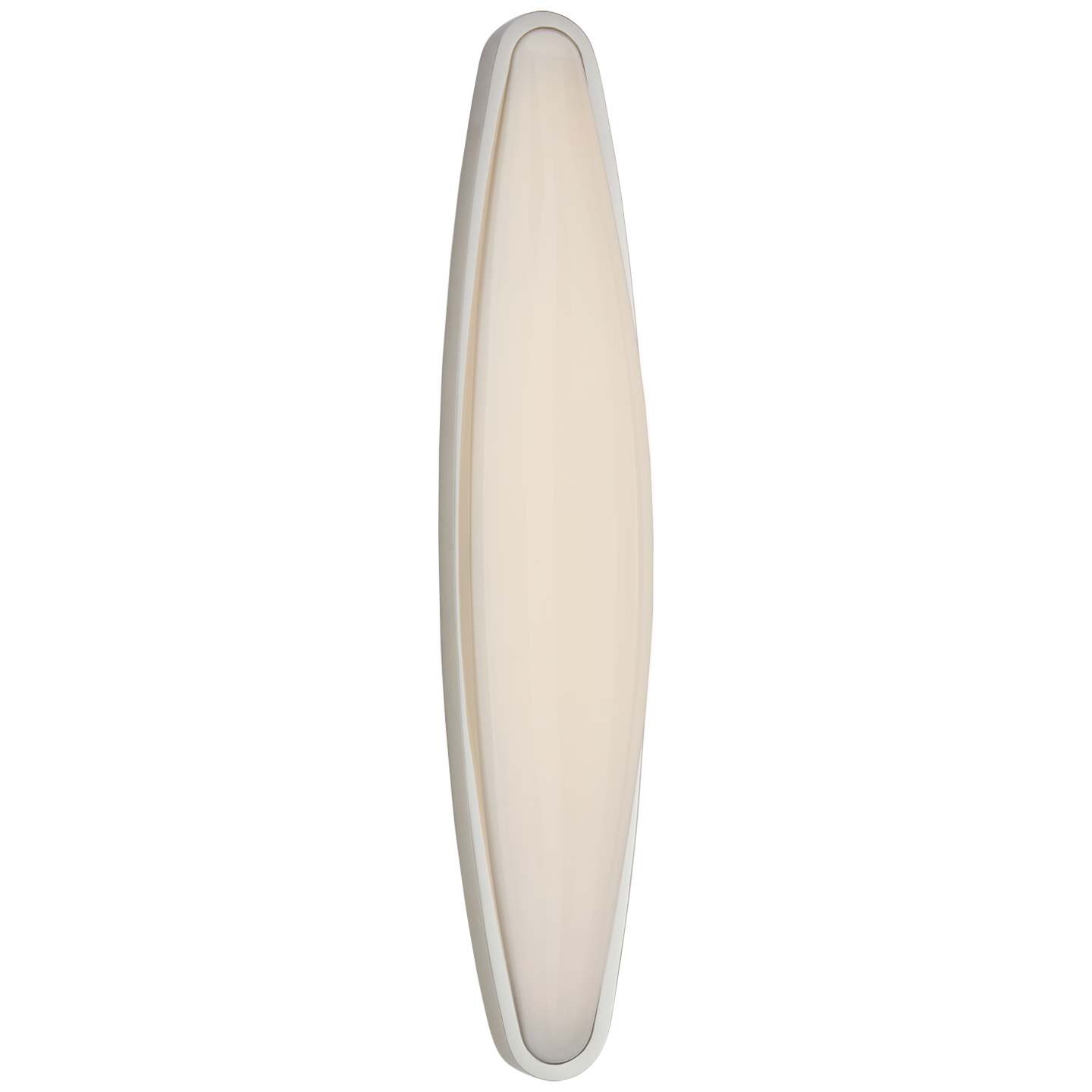 The art deco-inspired Ezra by AERIN brings style to narrow spaces with its elongated, rounded form. Bronze, polished nickel or antique brass finishings envelope white glass, which emits an ambient glow that's ideal for bathrooms or hallways.