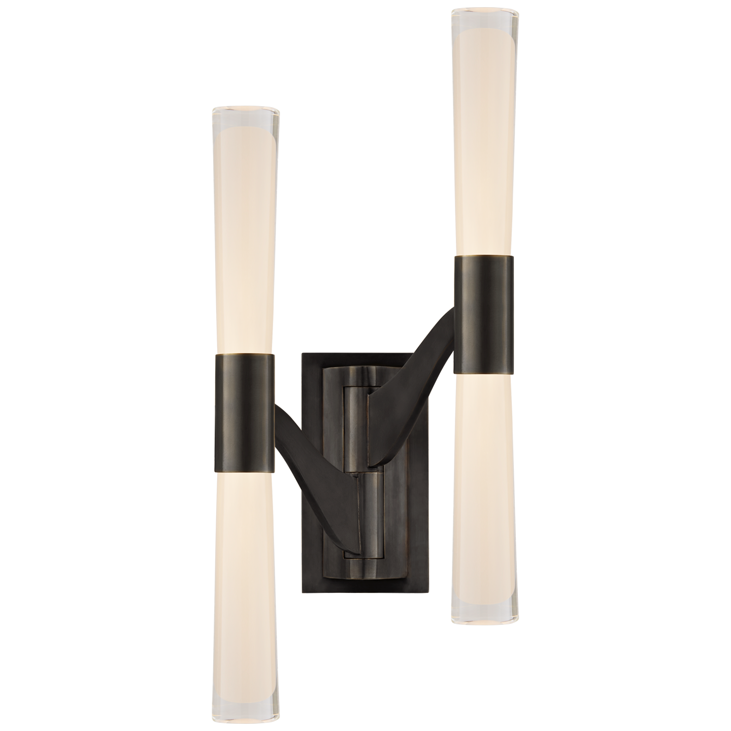 Brenta Large Double Articulating Sconce in Bronze with White Glass Open Box