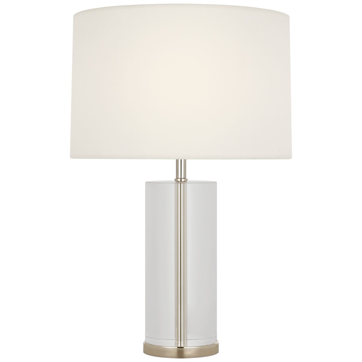 Lineham 16" Cordless Accent Lamp in Crystal and Polished Nickel with Linen Shade