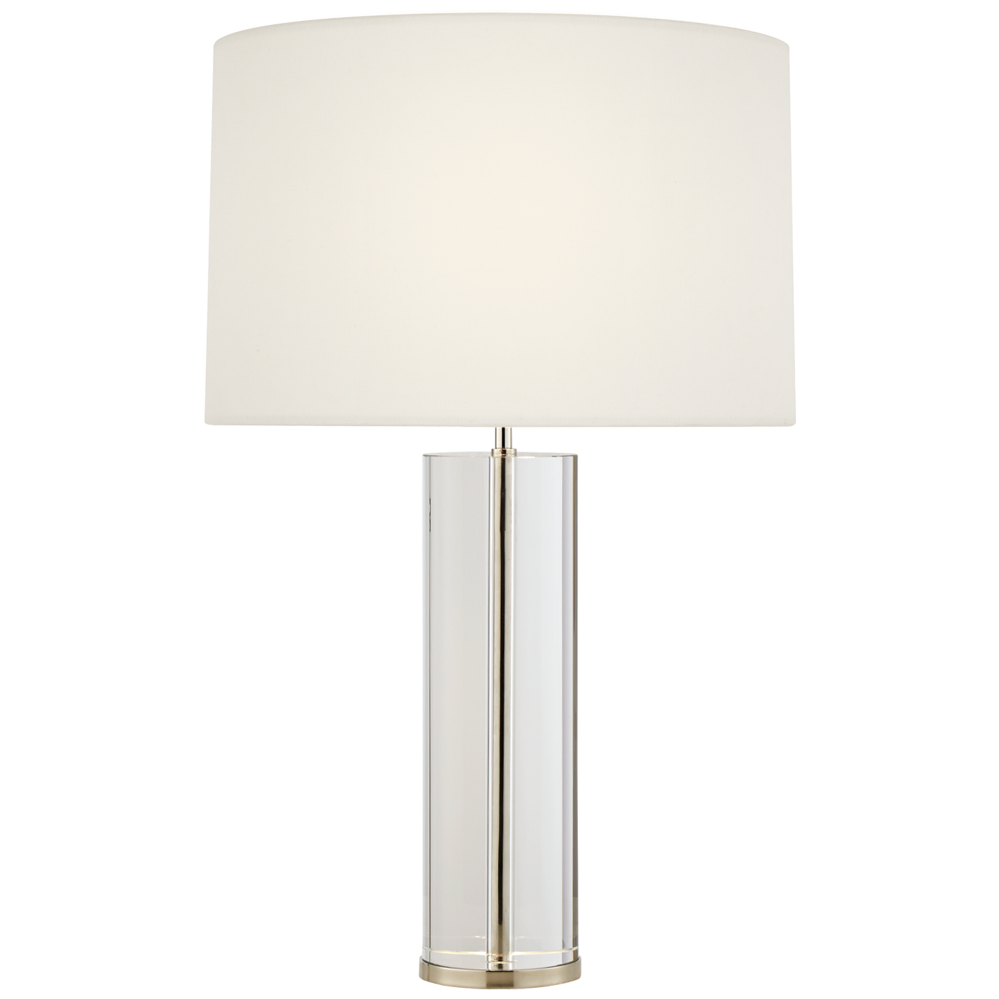 Lineham Cordless Table Lamp in Crystal and Polished Nickel with Linen Shade