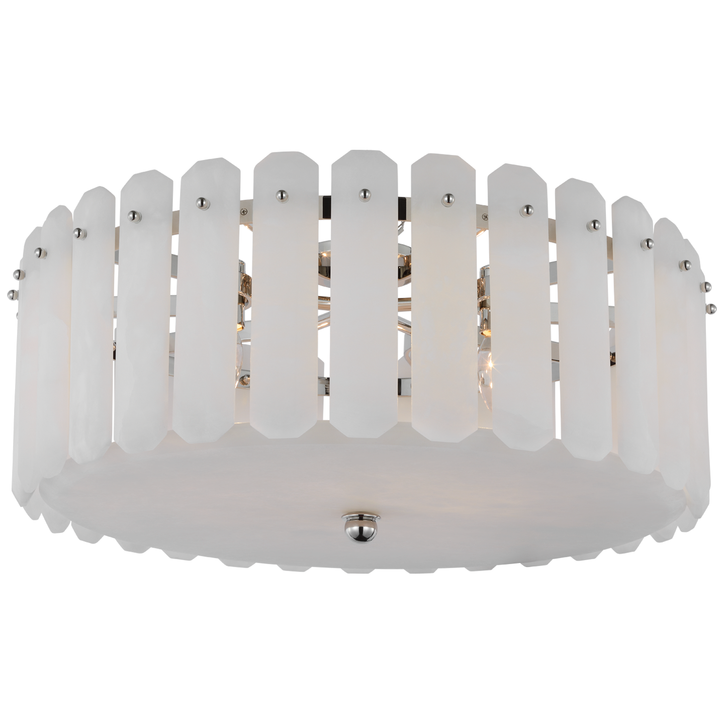 Bonnington Large Flush Mount in Polished Nickel with Alabaster