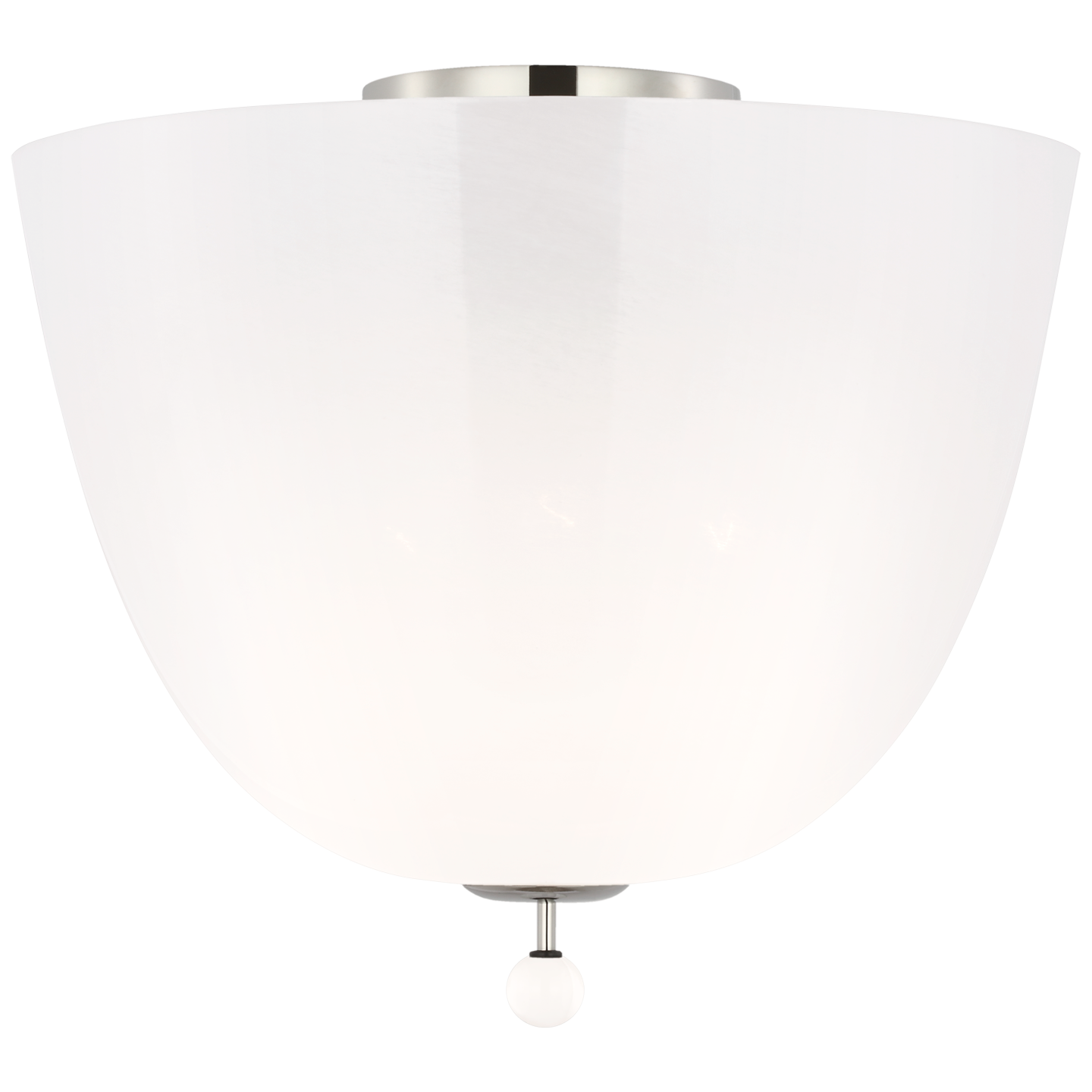 Brisa 14" Semi-Flush Mount in Polished Nickel with White Strie Glass