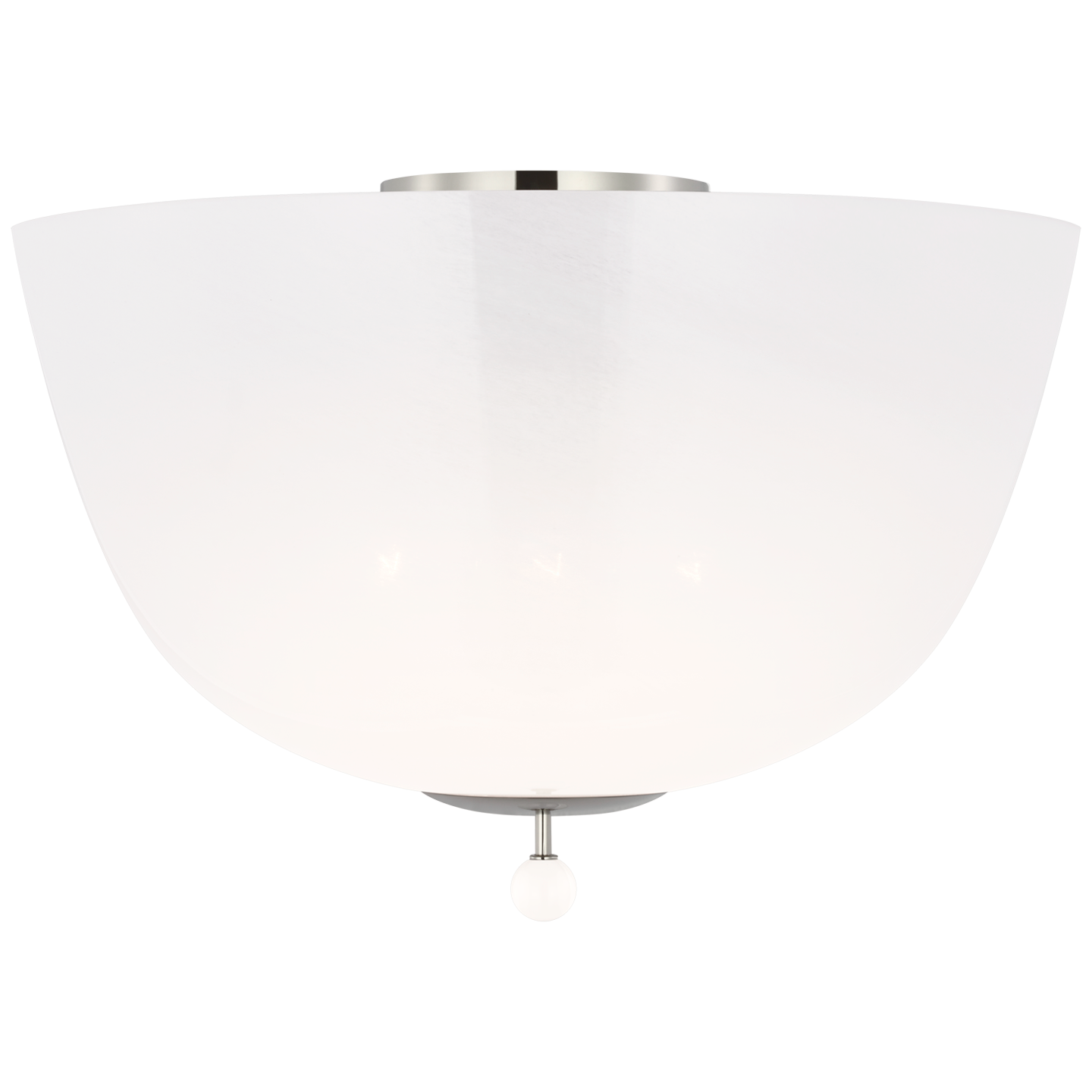 Brisa 16" Semi-Flush Mount in Polished Nickel with White Strie Glass