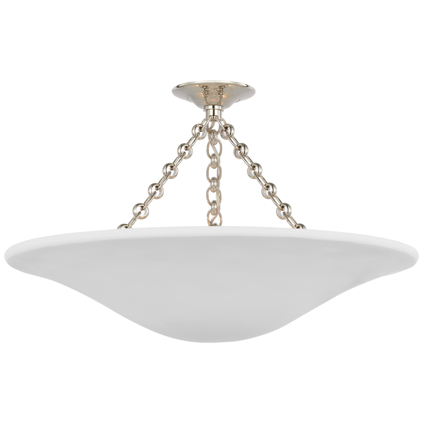 Mollino 24" Semi-Flush Mount in Polished Nickel with Plaster White Shade Open Box