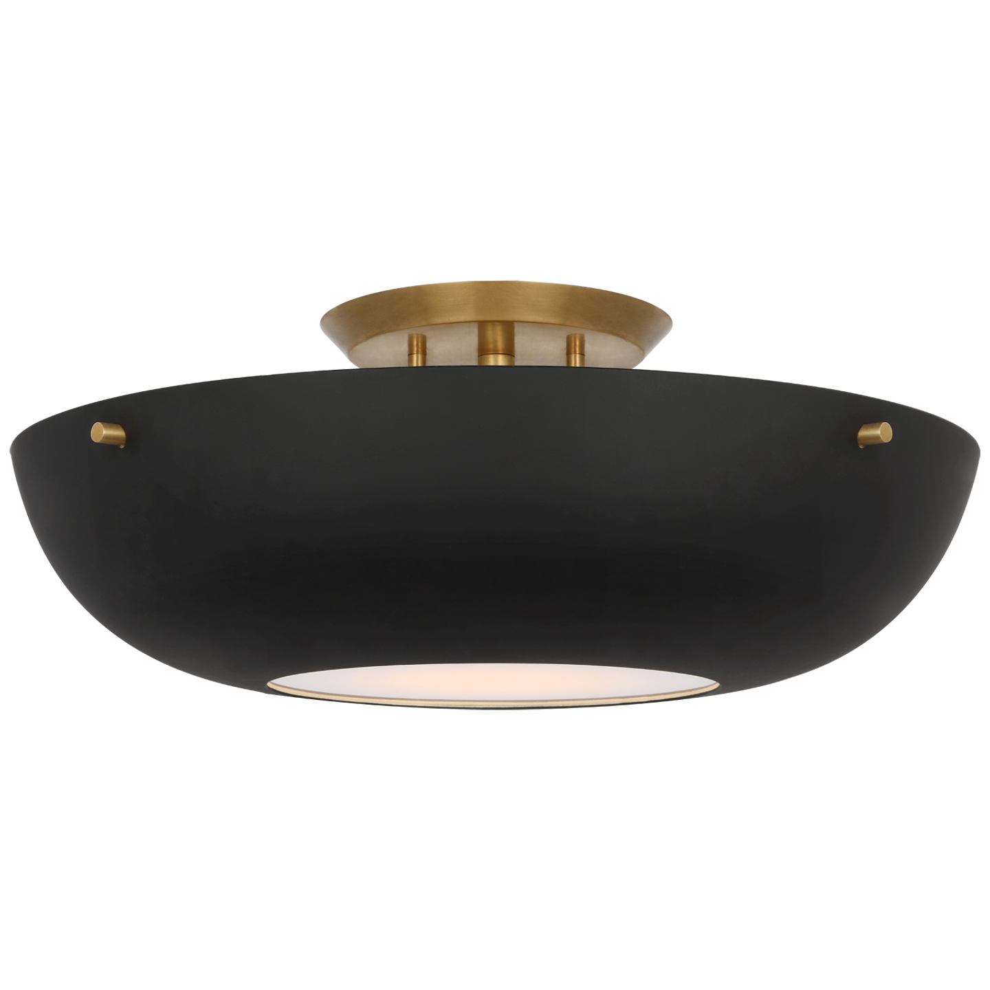 Valencia 16" Flush Mount in Hand-Rubbed Antique Brass with Matte Black Open Box